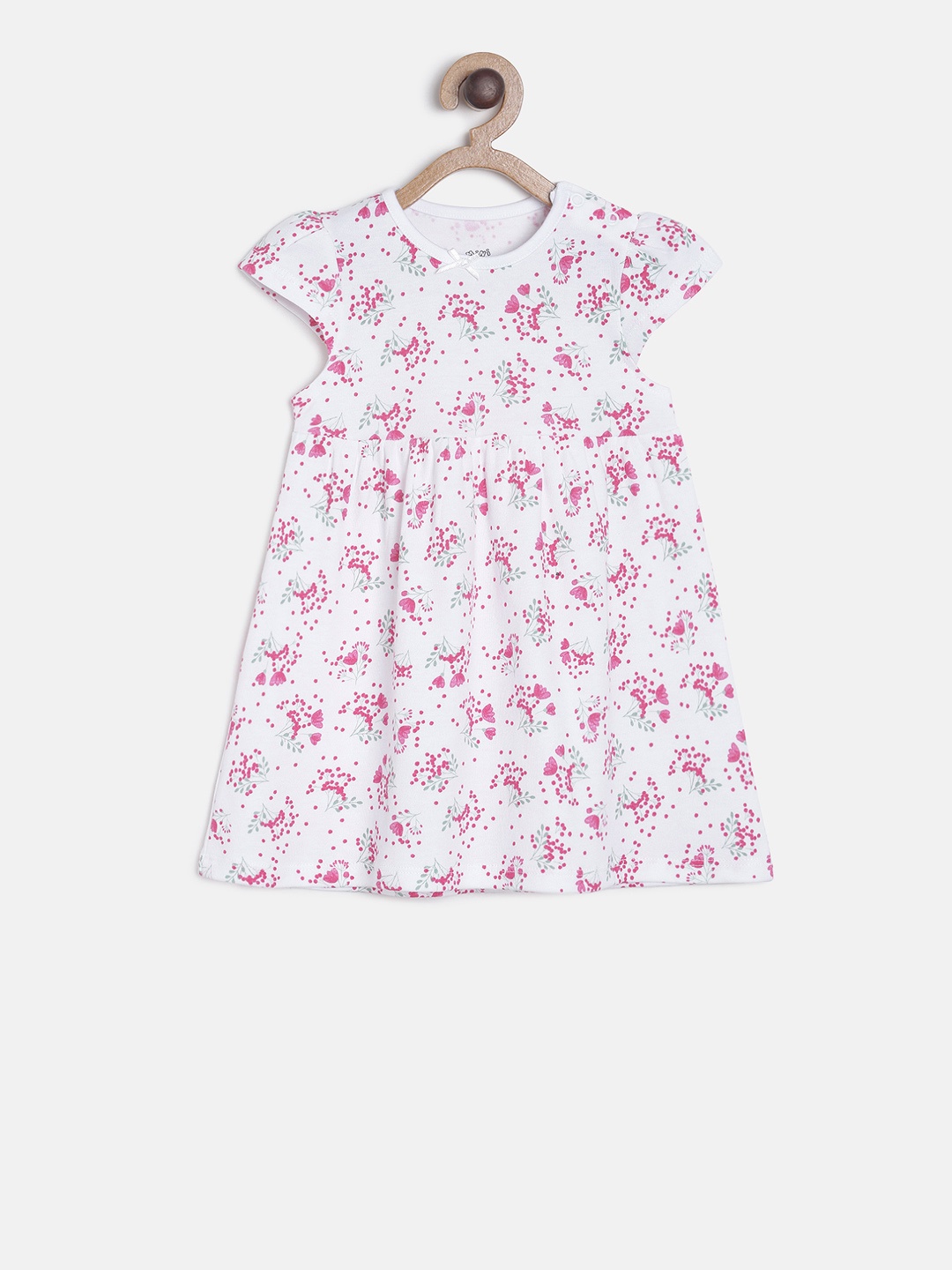 MINI KLUB Girls White Printed Fit and Flare Dress