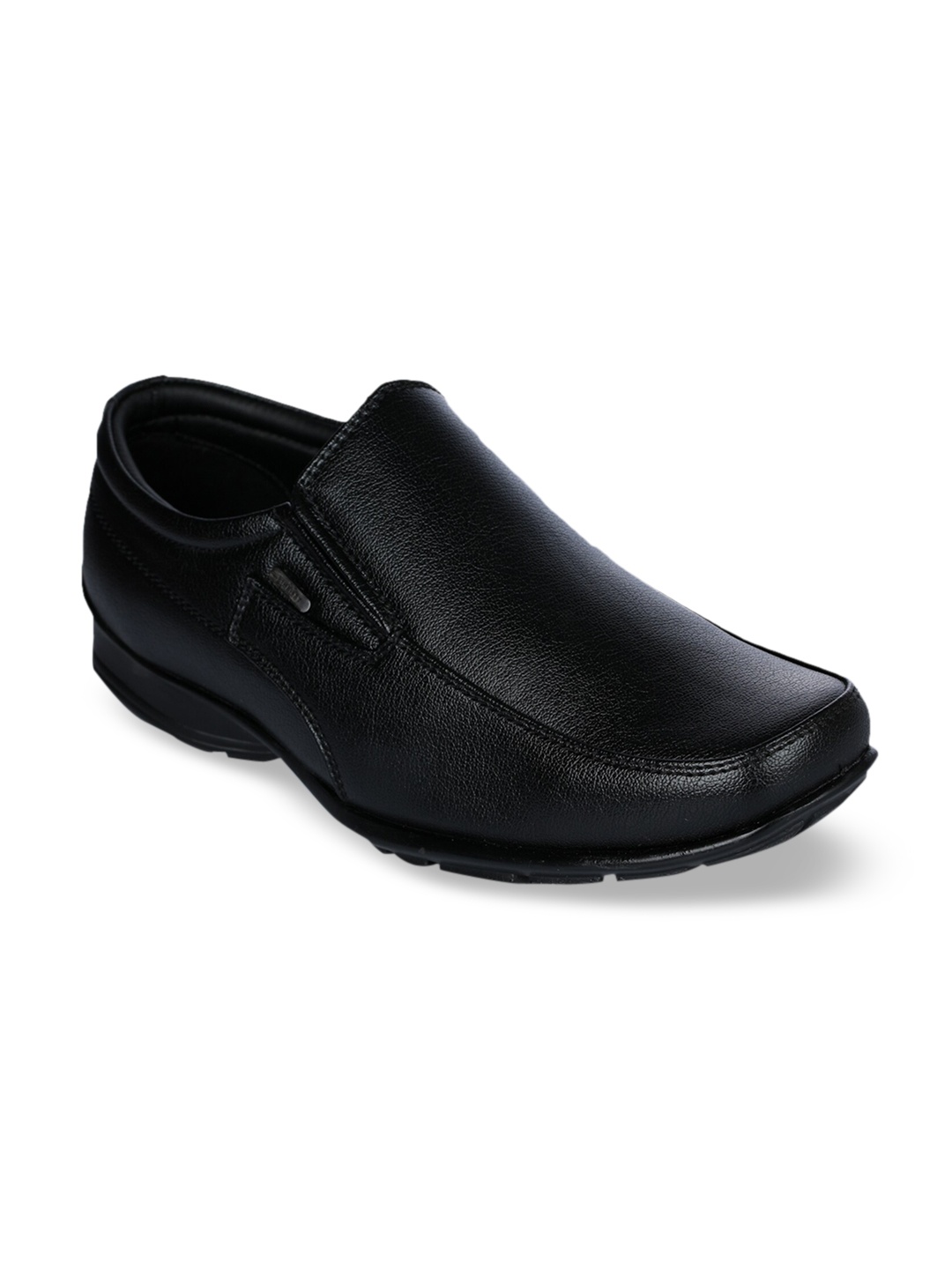 

Liberty Men Black Solid Leather Formal Slip-Ons