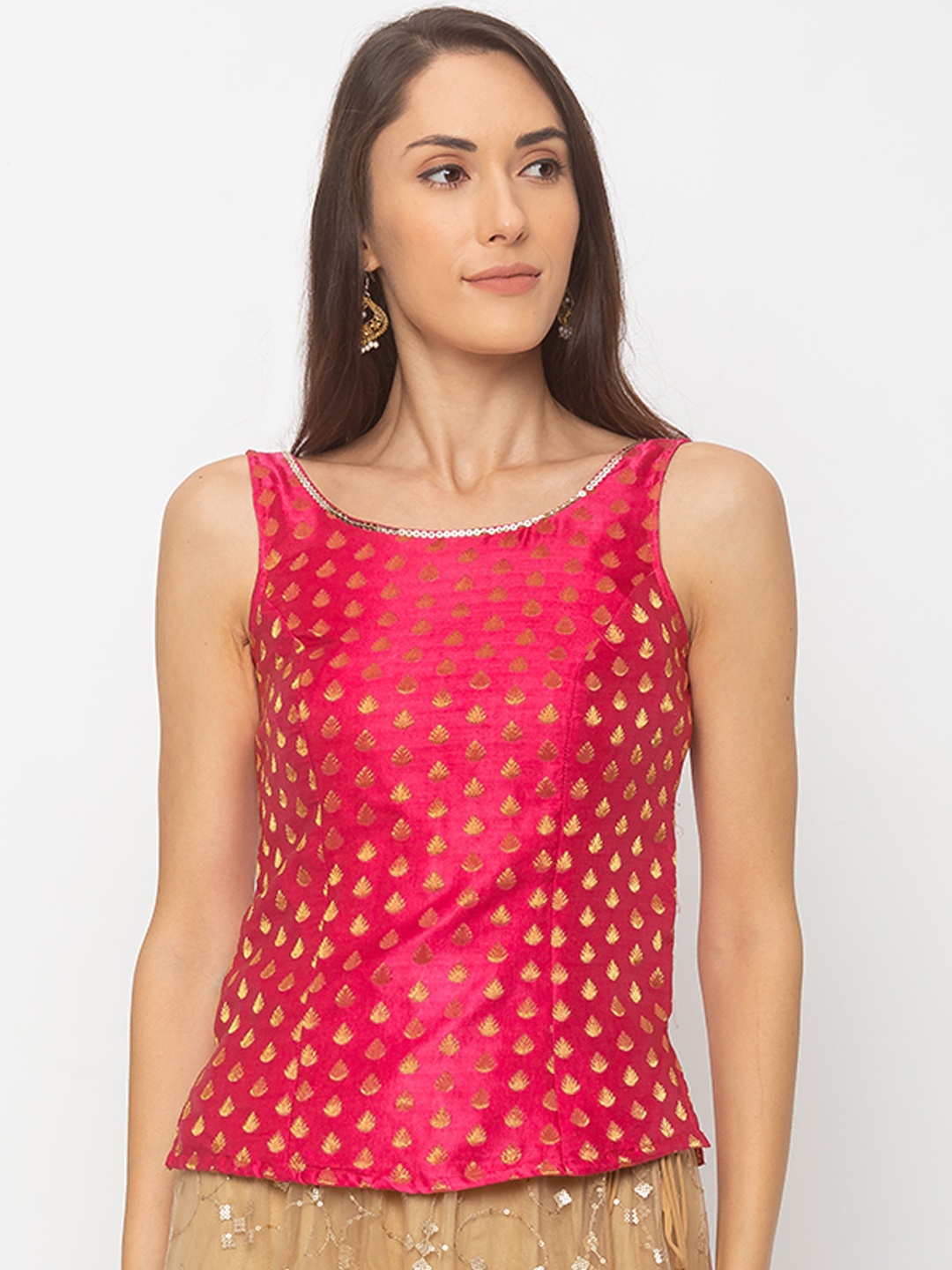 

Globus Women Pink Printed Ethnic Top