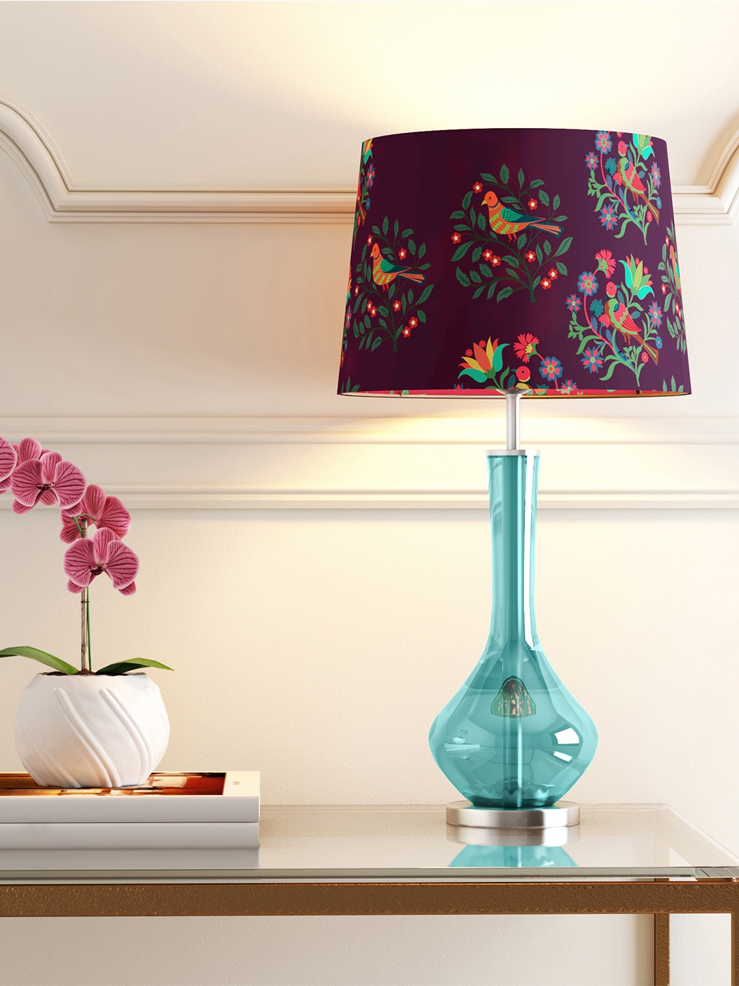 

India Circus by Krsnaa Mehta Purple & Orange Printed Table Top Lamp Shade