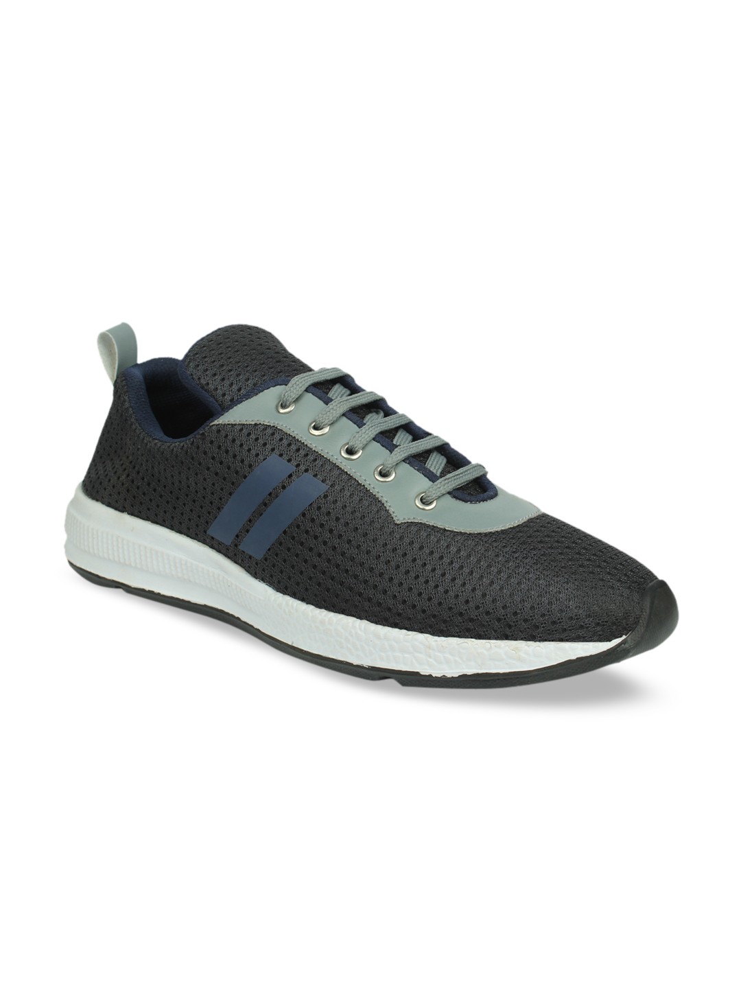 

Fashion Victim Men Charcoal Grey & Navy Blue Colourblocked Sneakers