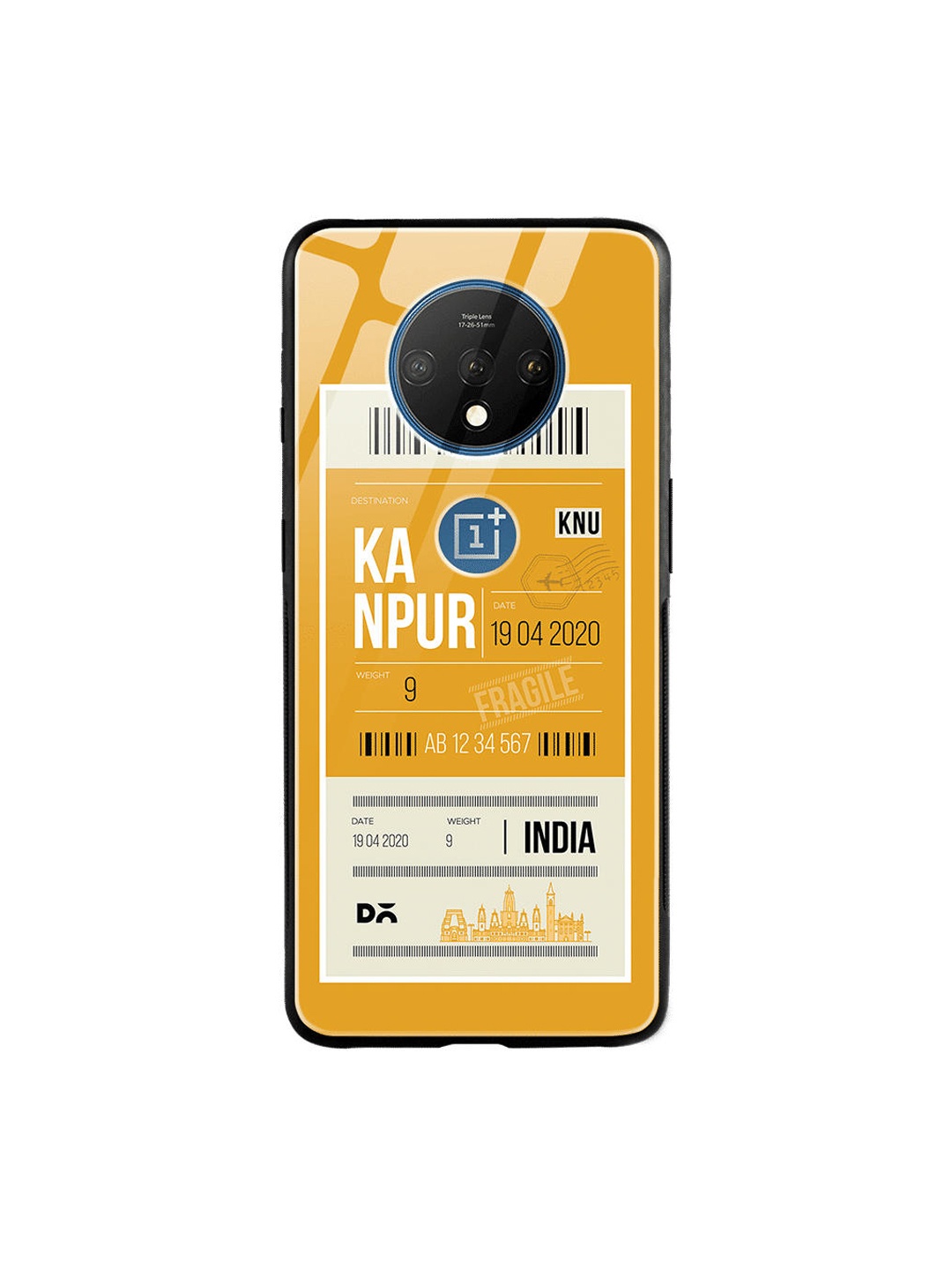 

DailyObjects Mustard Yellow & White Kanpur City Tag OnePlus 7T Glass Case