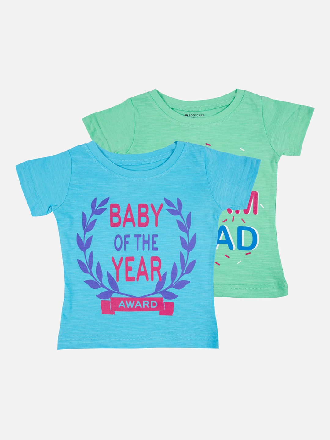 

Bodycare First Infant Girls Mint Green & Blue Set of 2 Printed Round Neck T-shirt