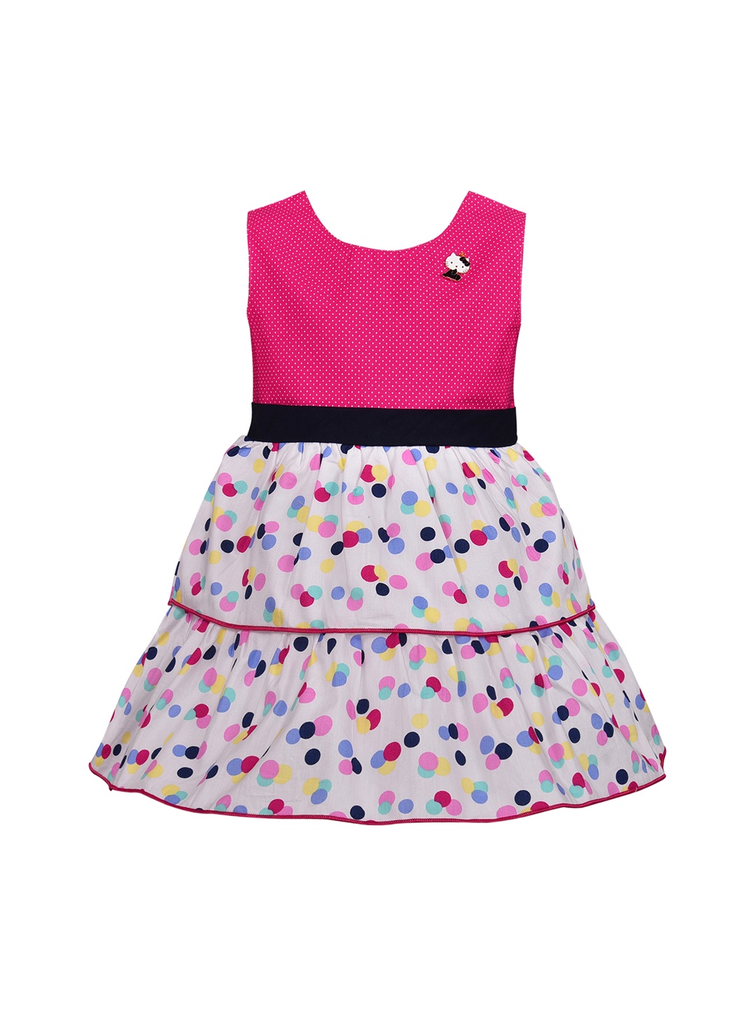 

Wish Karo Girls Pink & White Polka Dots Print Fit and Flare Dress