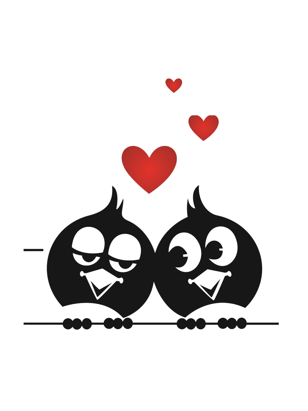 

WALLSTICK Black & Red Love Birds Singing Large Vinyl Wall Sticker