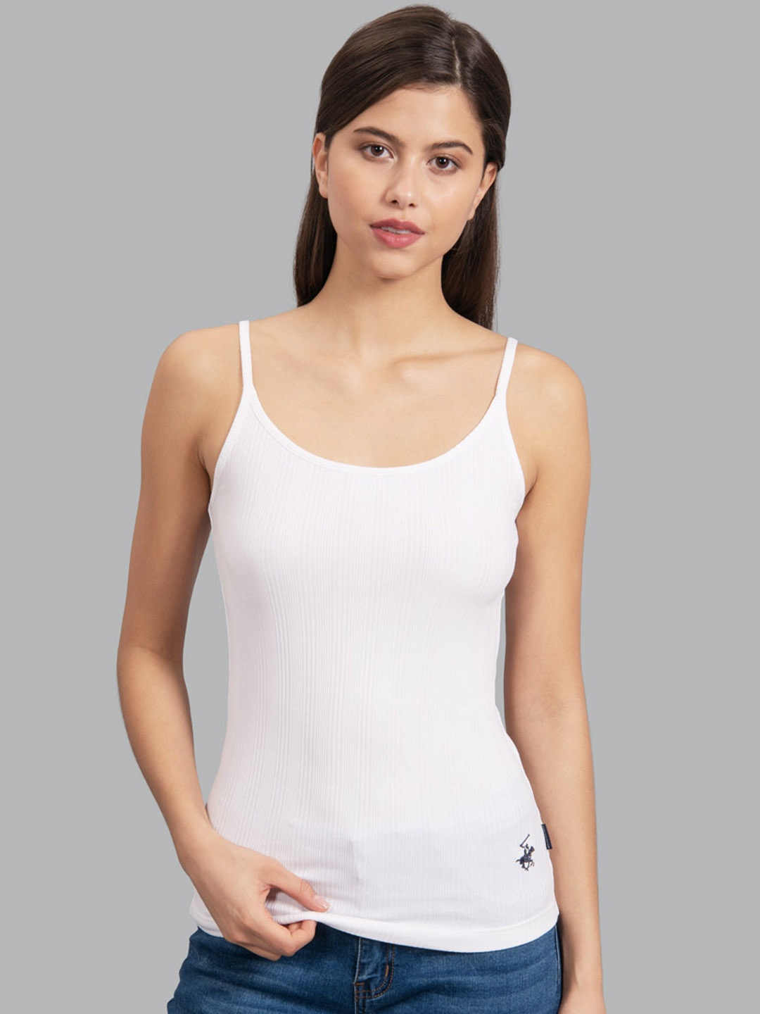 

Beverly Hills Polo Club Women White Solid Tank Top