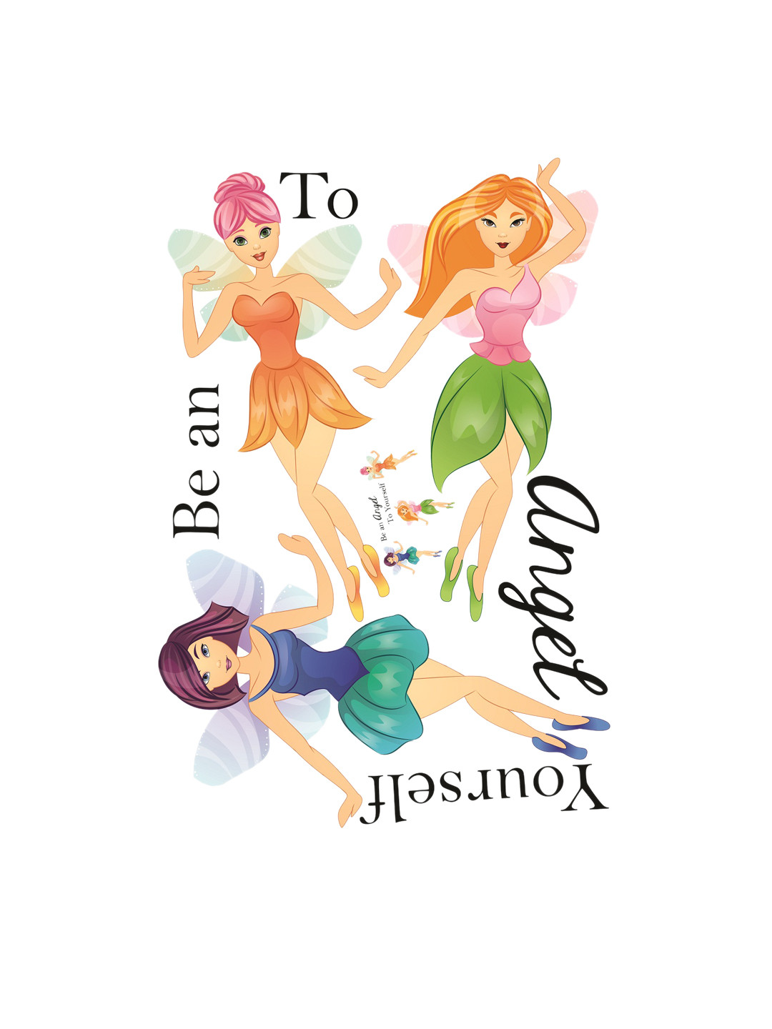 

WALLSTICK Beige & Pink Be An Angel To Yourself Large Vinyl Wall Sticker