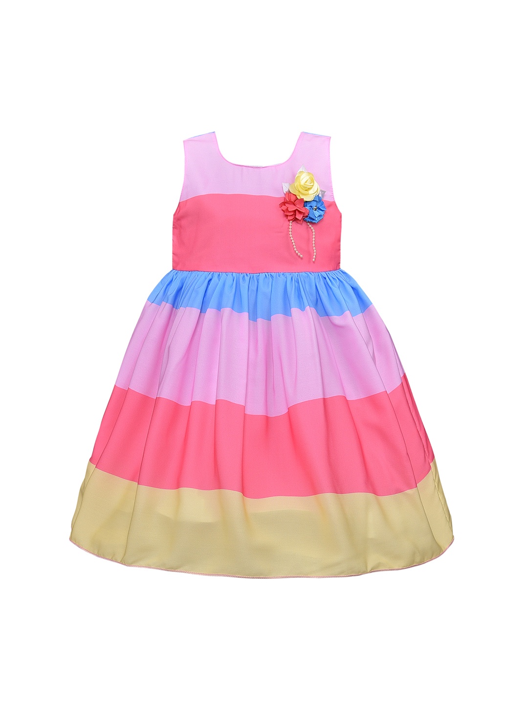 

Wish Karo Girls Pink Striped A-Line Dress