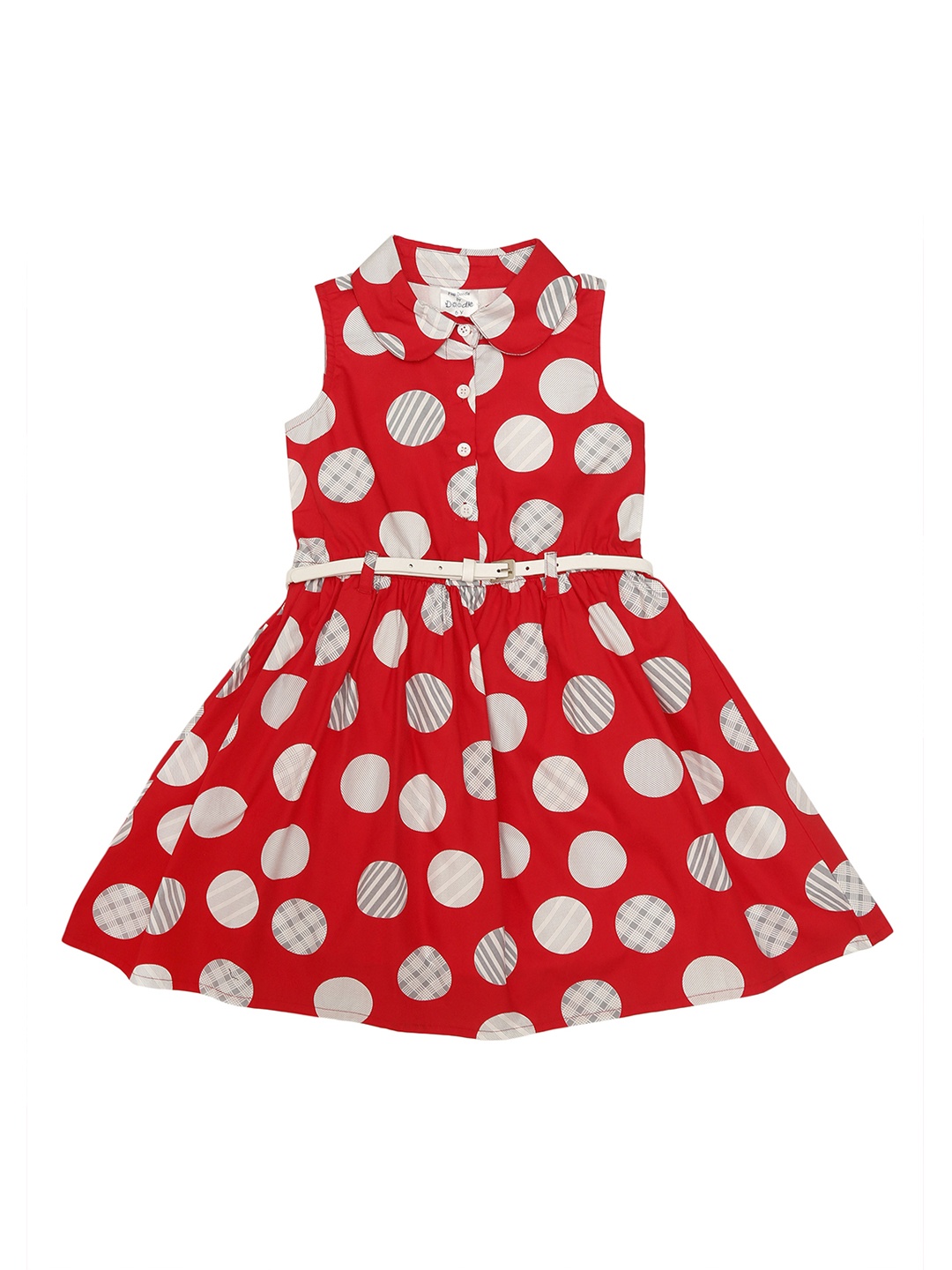 

Doodle Girls Red & Off-White Printed Fit and Flare Dress