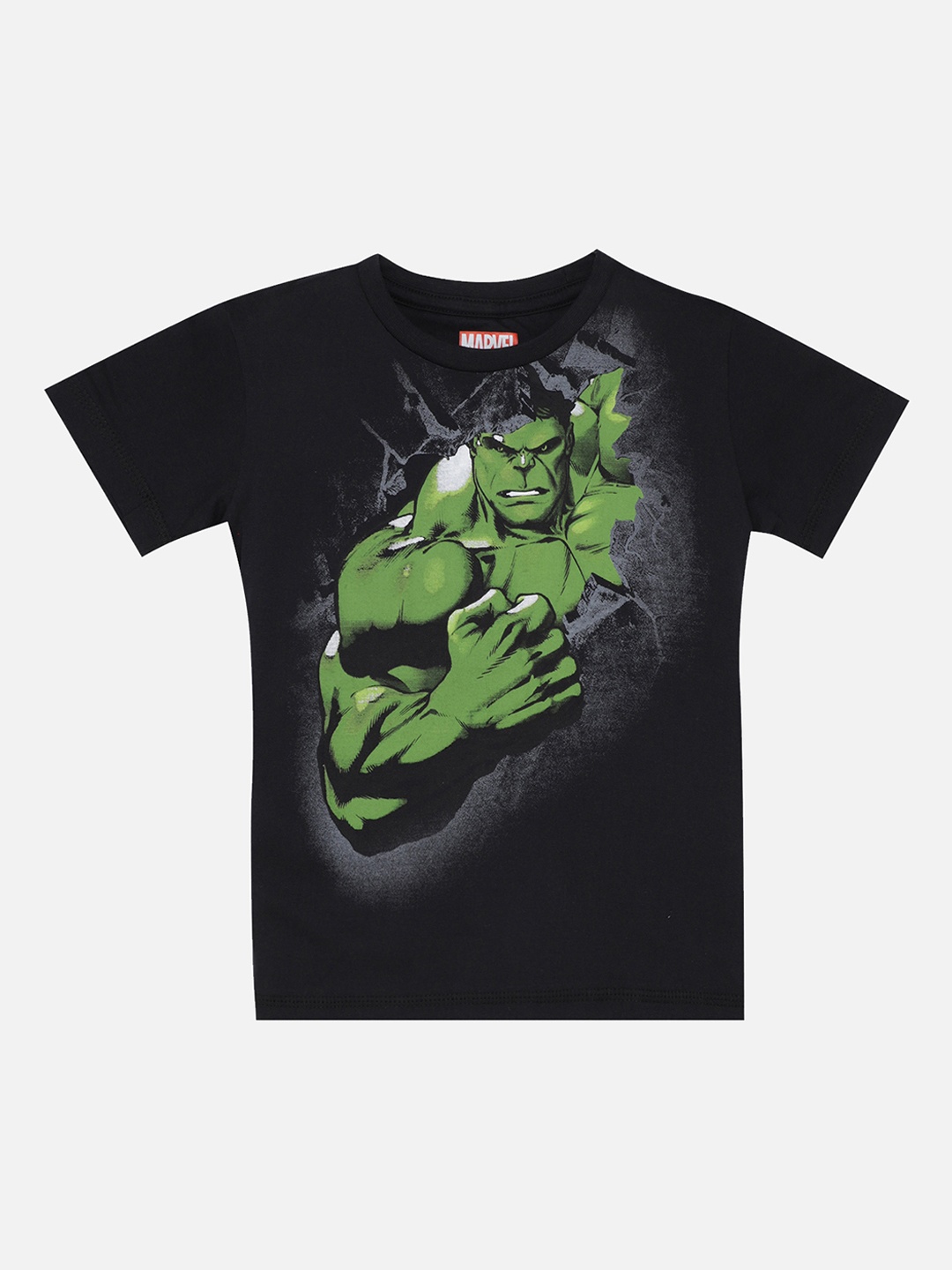 

Kids Ville Boys Black Green Hulk Print Round Neck Pure Cotton T-shirt