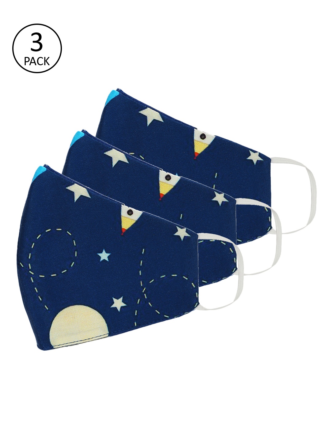 

Tossido Kids Pack Of 3 3-Ply Reusable Outdoor Masks, Blue