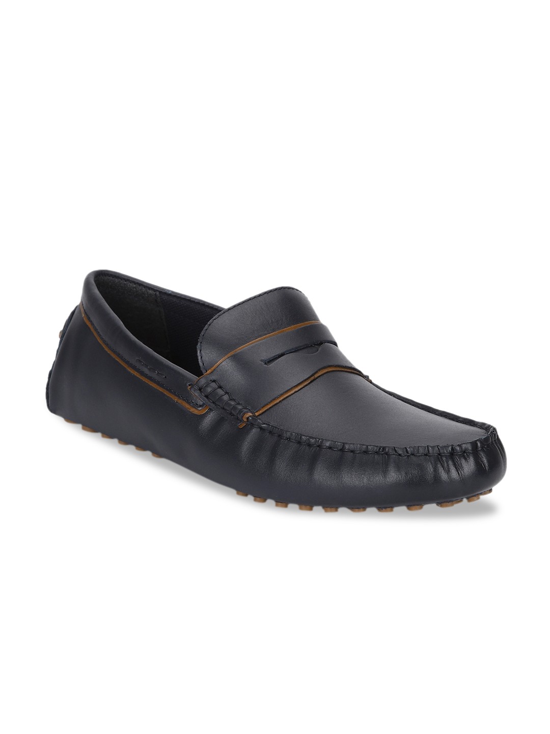 

Red Tape Men Navy Blue Leather Driving Shoes