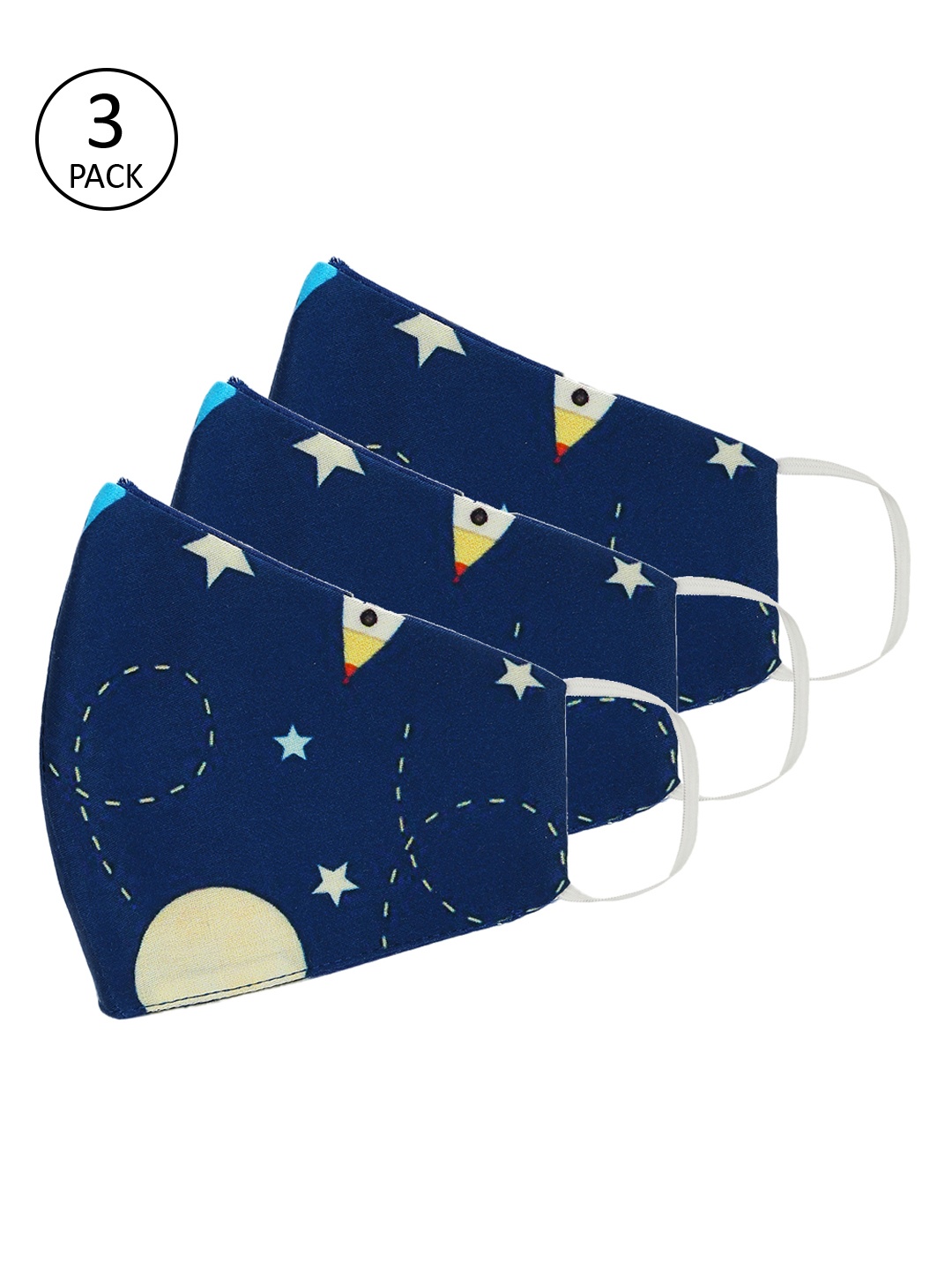 

Tossido Kids Printed Pack Of 3 3-Ply Reusable Outdoor Masks, Blue