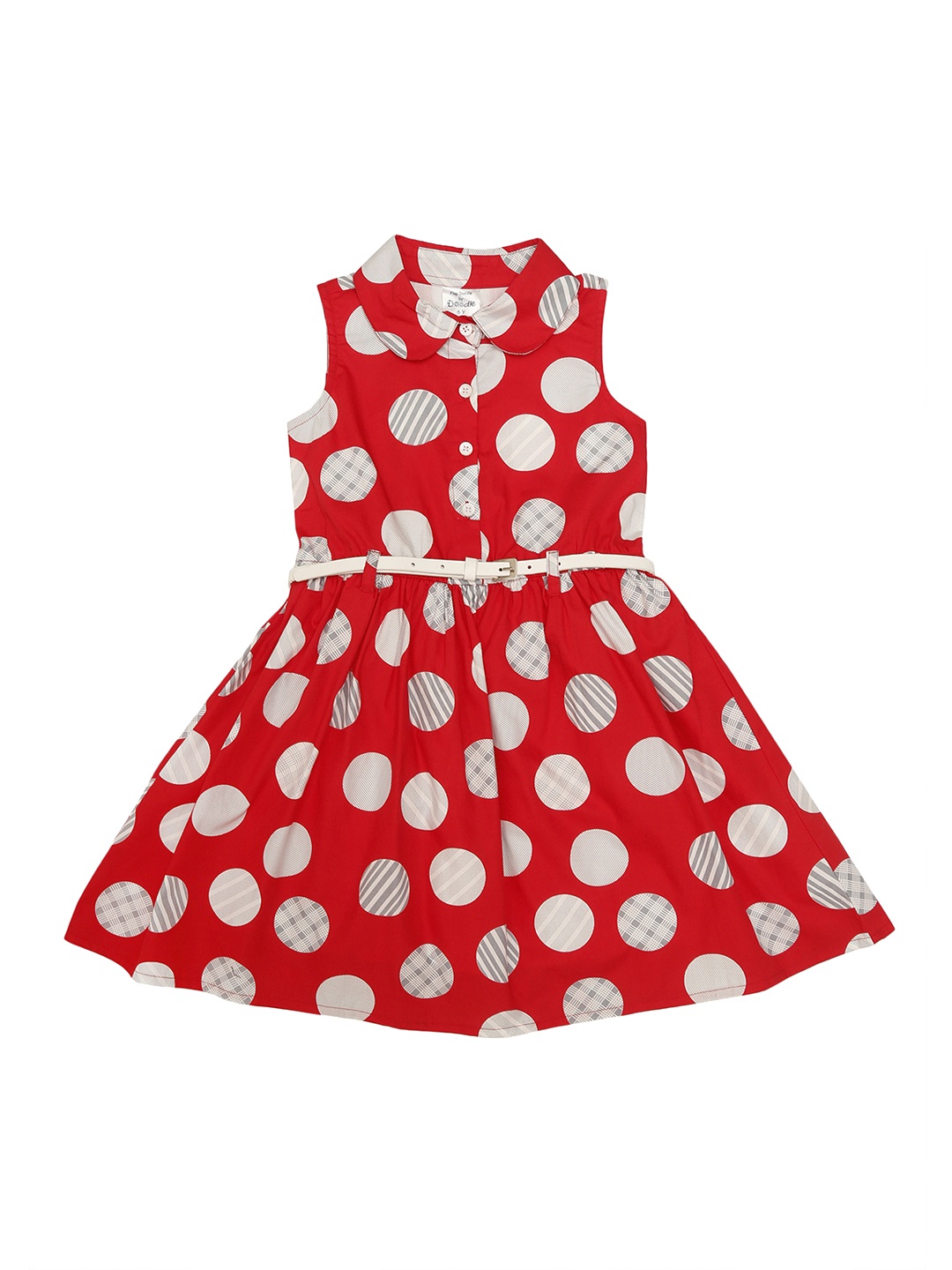 

Doodle Girls Red & White Polka Dots Print Fit and Flare Dress