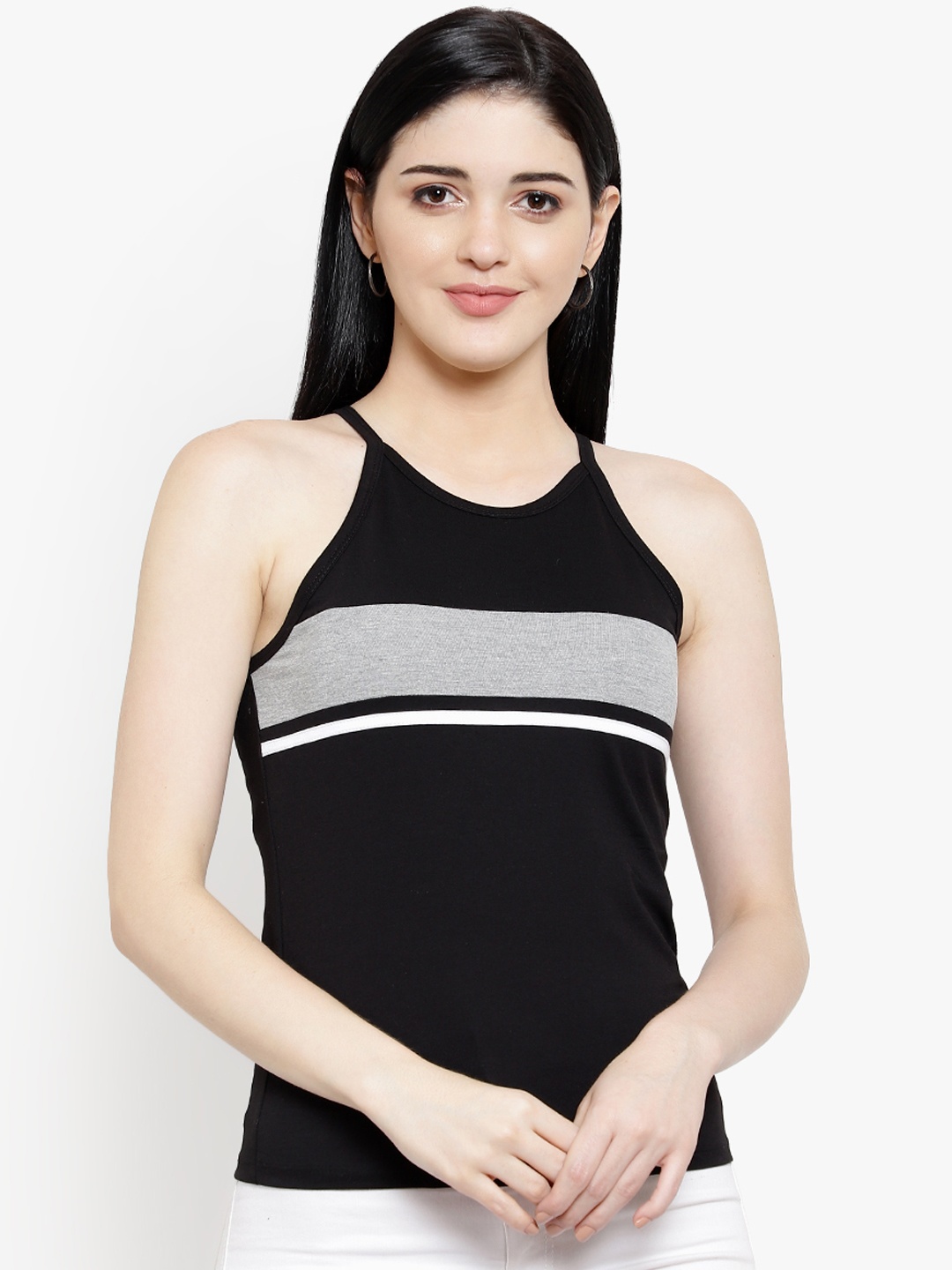 LE BOURGEOIS Women Black Striped Top