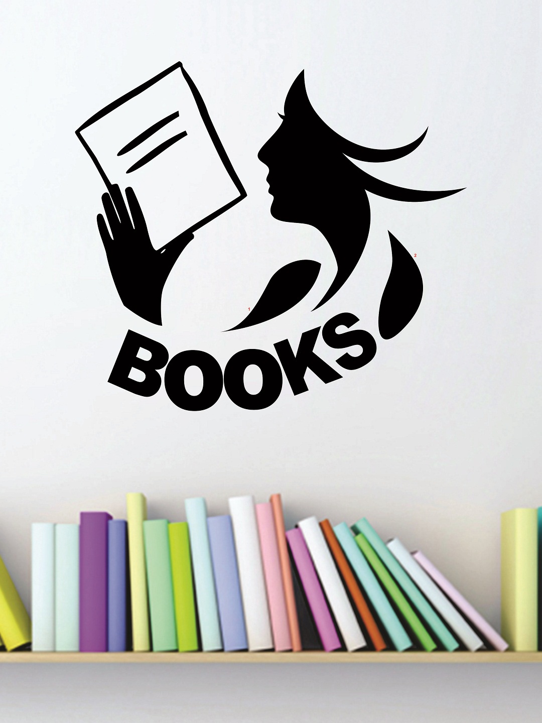 

WALLSTICK Black Reading Books Large Vinyl Wall Sticker