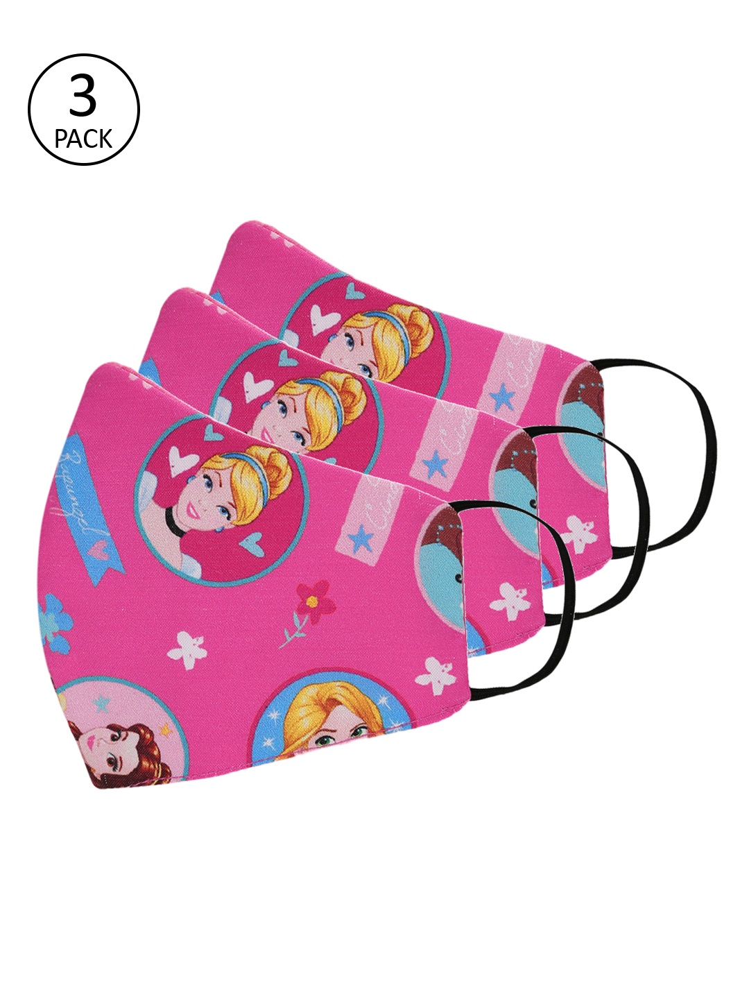 

Tossido Kids 3 Pcs Pink Printed 3-Ply Reusable Cloth Masks