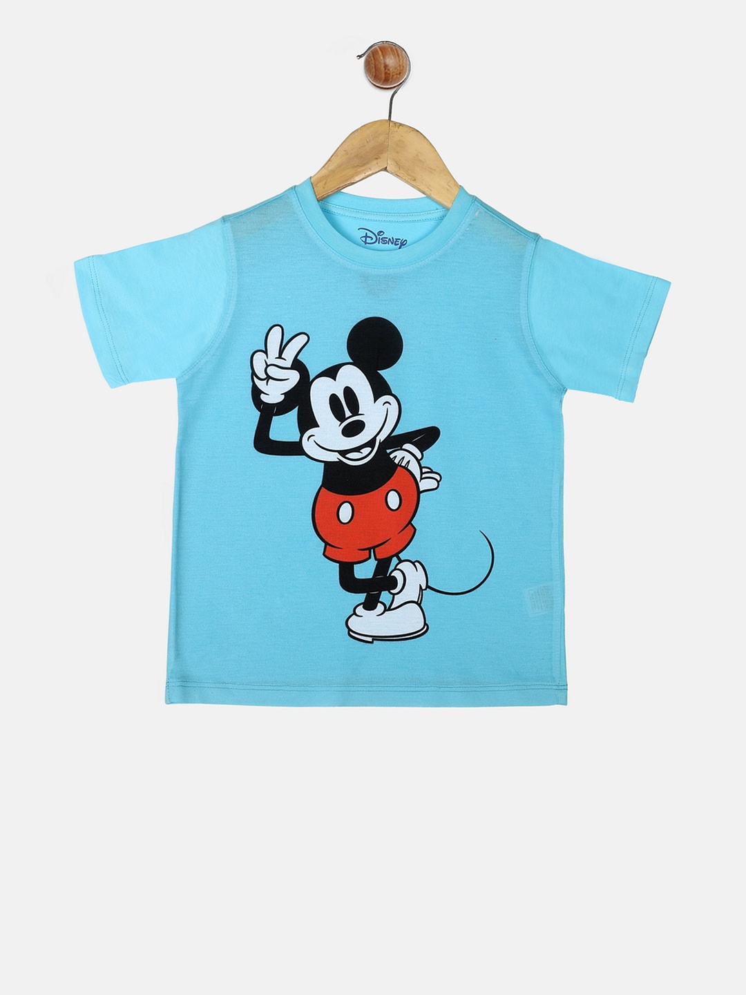 

YK Disney Boys Blue Mickey Mouse Printed Round Neck T-shirt