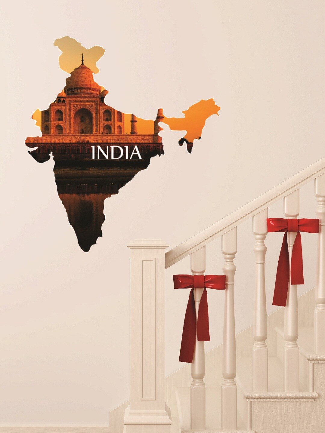 

WALLSTICK Brown & Orange Indian Map Large Vinyl Wall Sticker