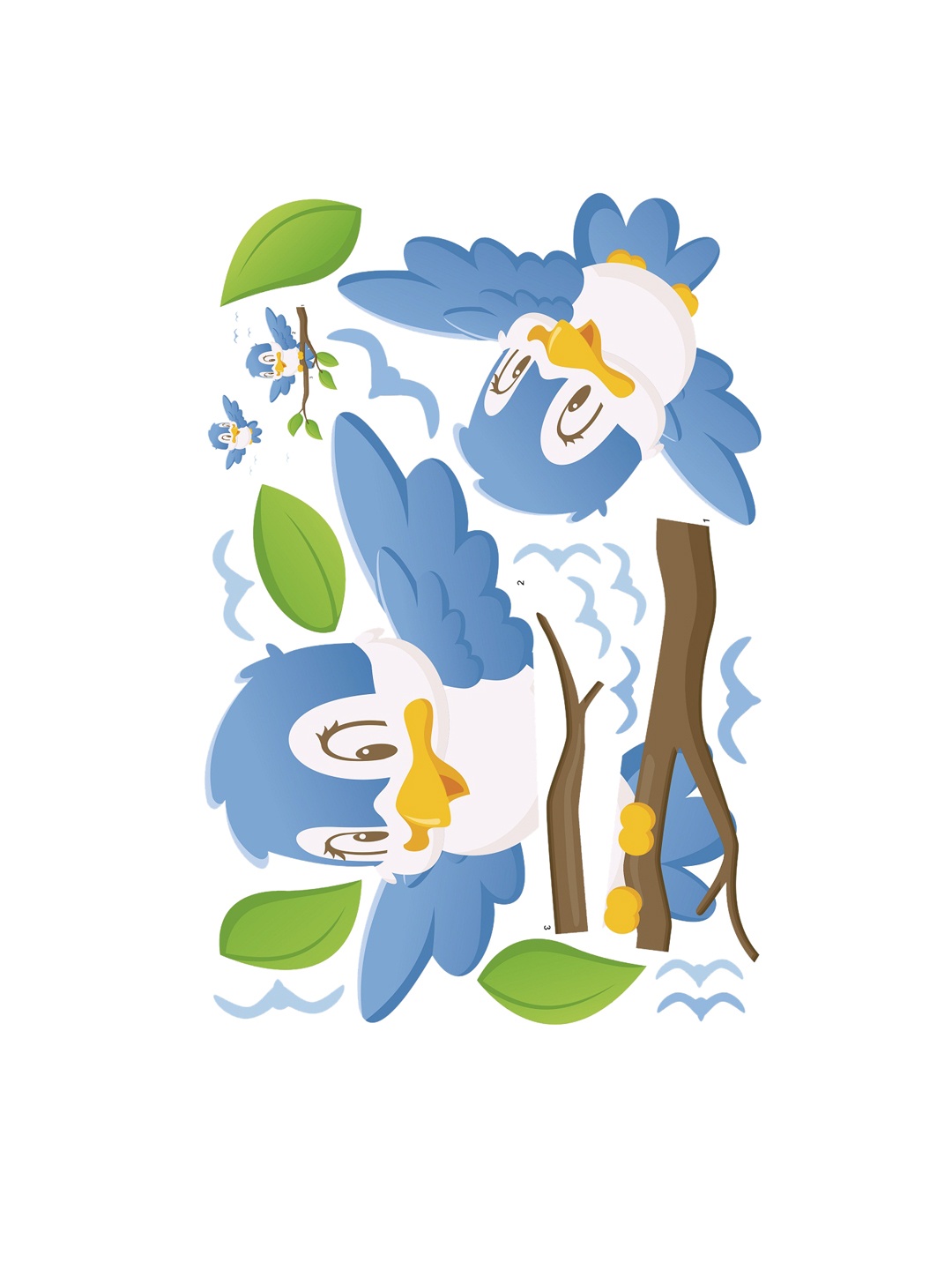 

WALLSTICK Blue & White Birds Large Vinyl Wall Sticker