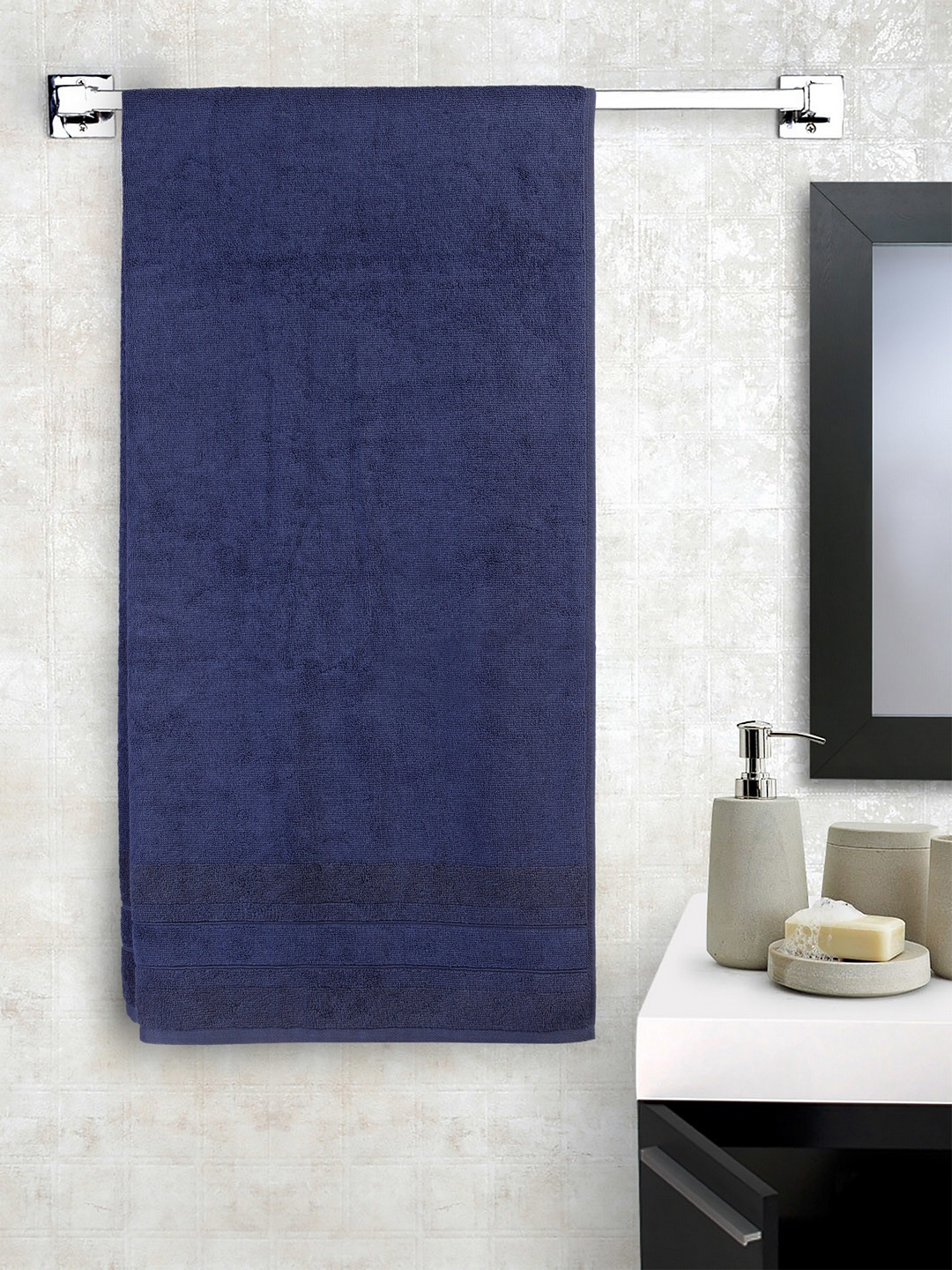 

SPACES Bamboo Unisex Blue Solid 550 GSM Anti Microbial Charcoal Bath Towel