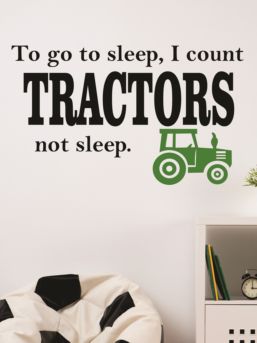 WALLSTICK Black & Green Tractors Large Vinyl Wall Sticker