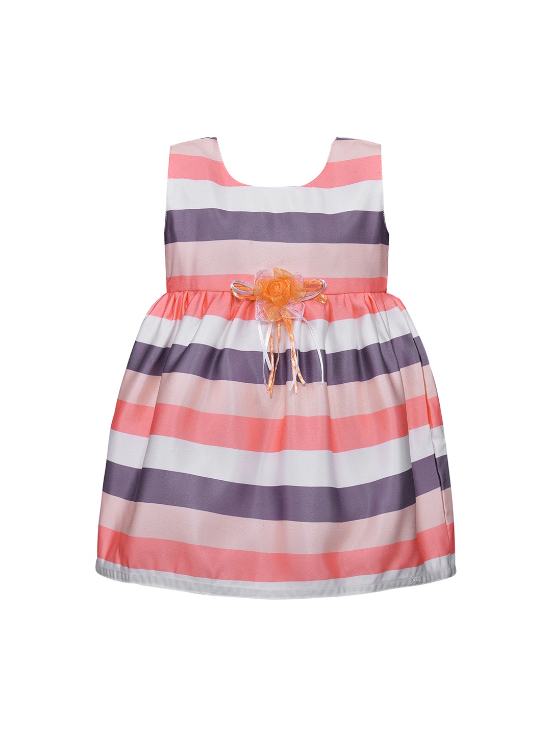 

Wish Karo Girls Multicoloured Striped Fit and Flare Dress, Multi