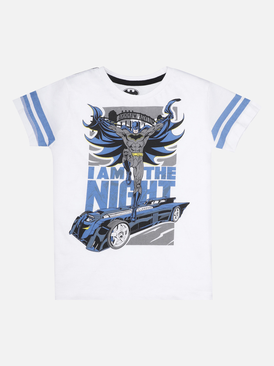 

Kids Ville Boys White Batman Printed Round Neck Pure Cotton T-shirt