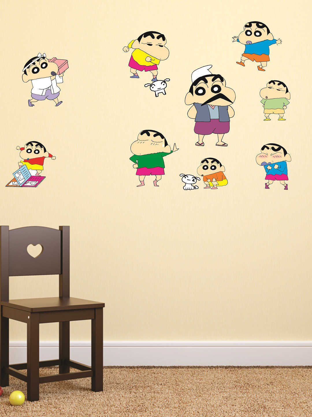 

WALLSTICK Yellow & White Cartoon Characters Large Vinyl Wall Sticker