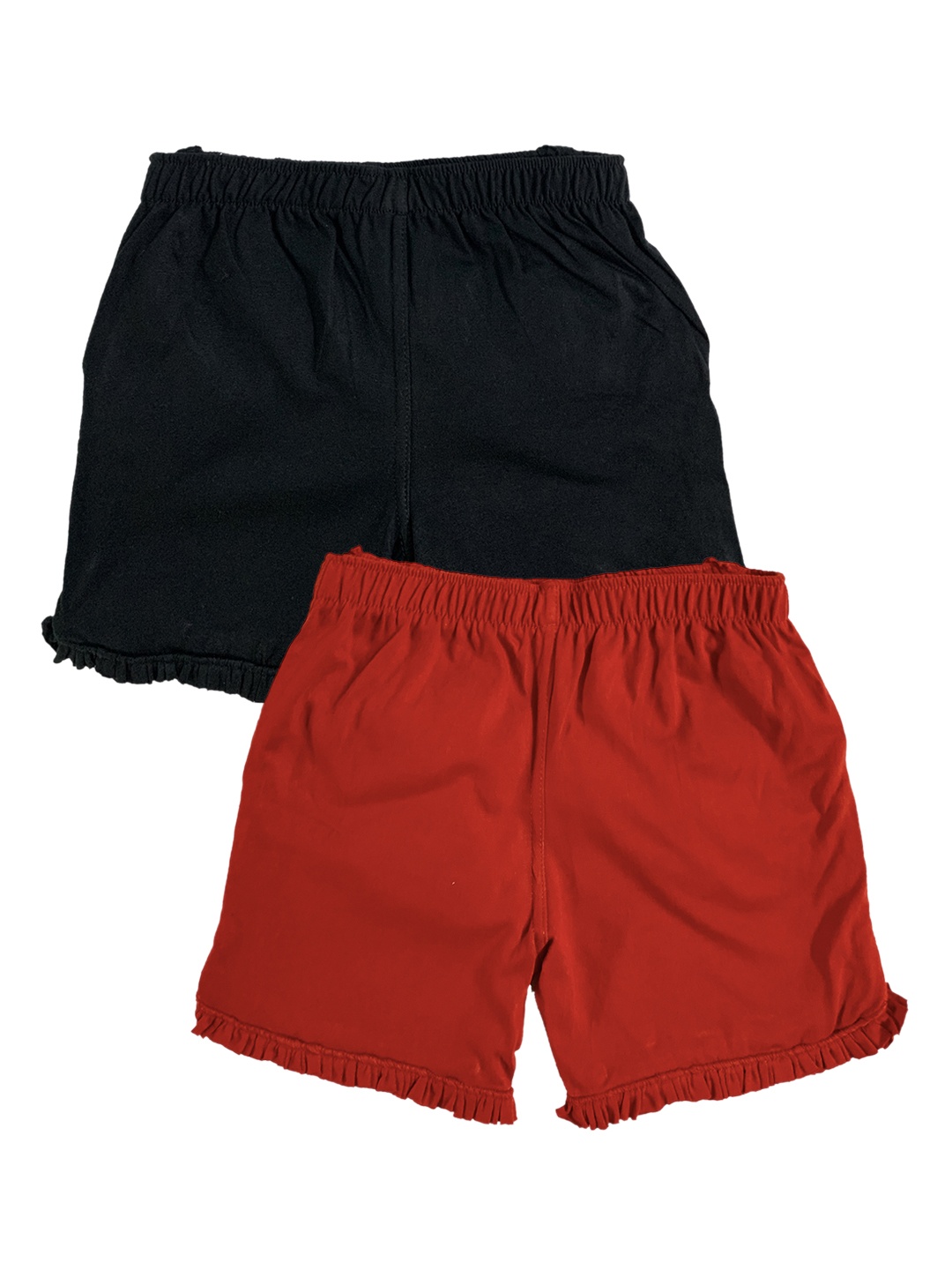 KiddoPanti Girls Pack Of 2 Solid Regular Fit Regular Shorts, Red