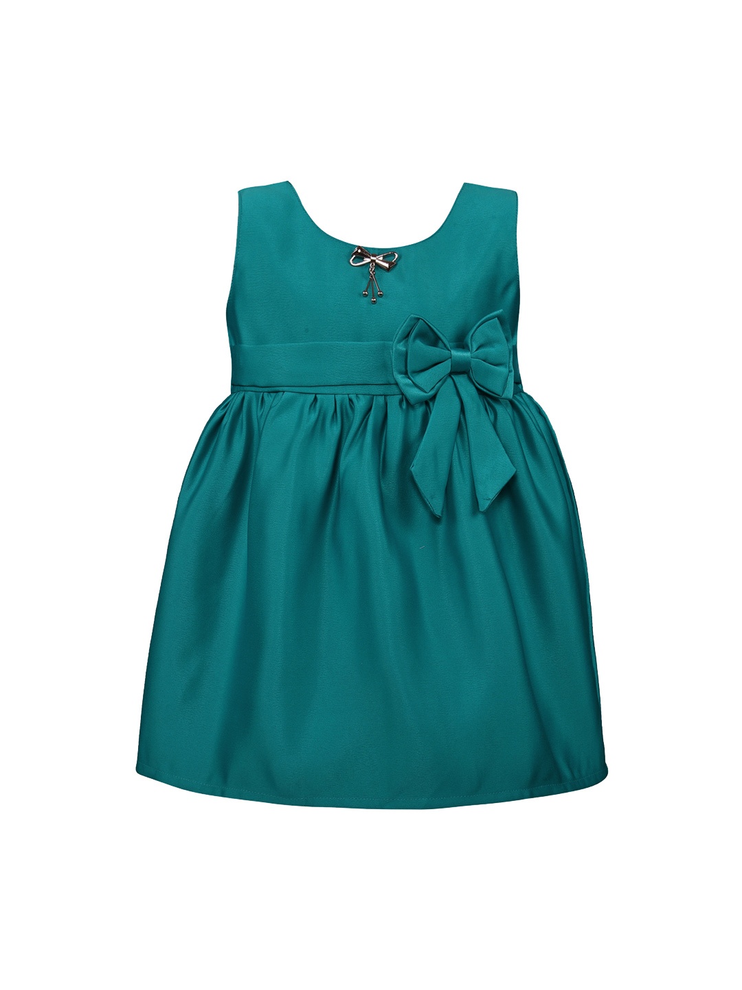 

Wish Karo Girls Green Solid Fit and Flare Dress