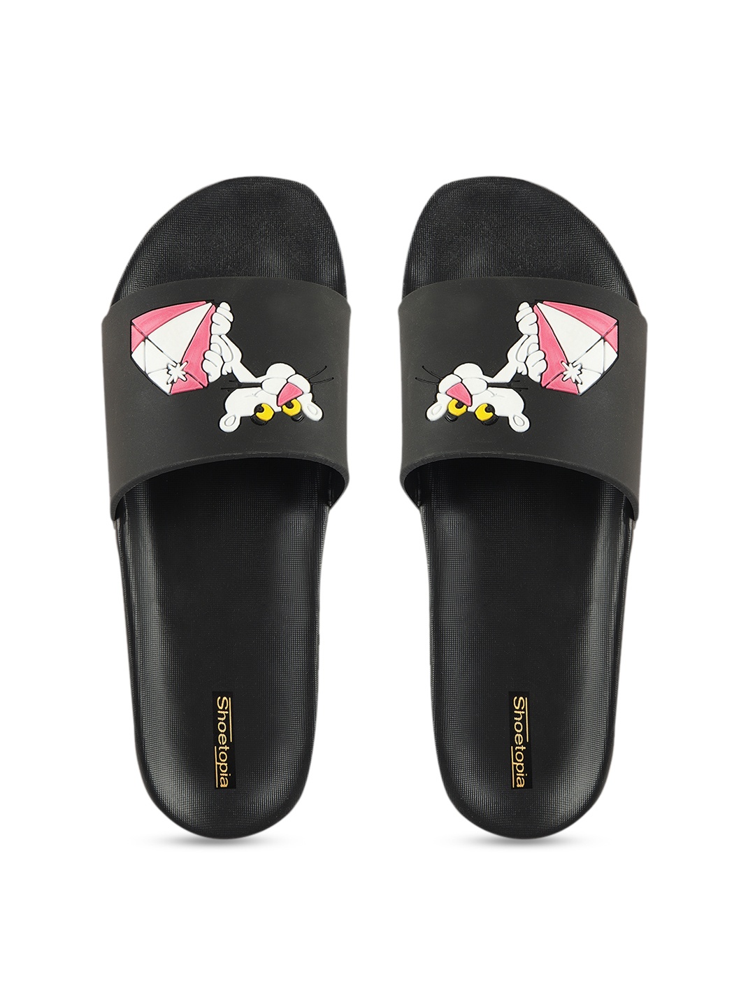 

Shoetopia Women Black Self Design Sliders