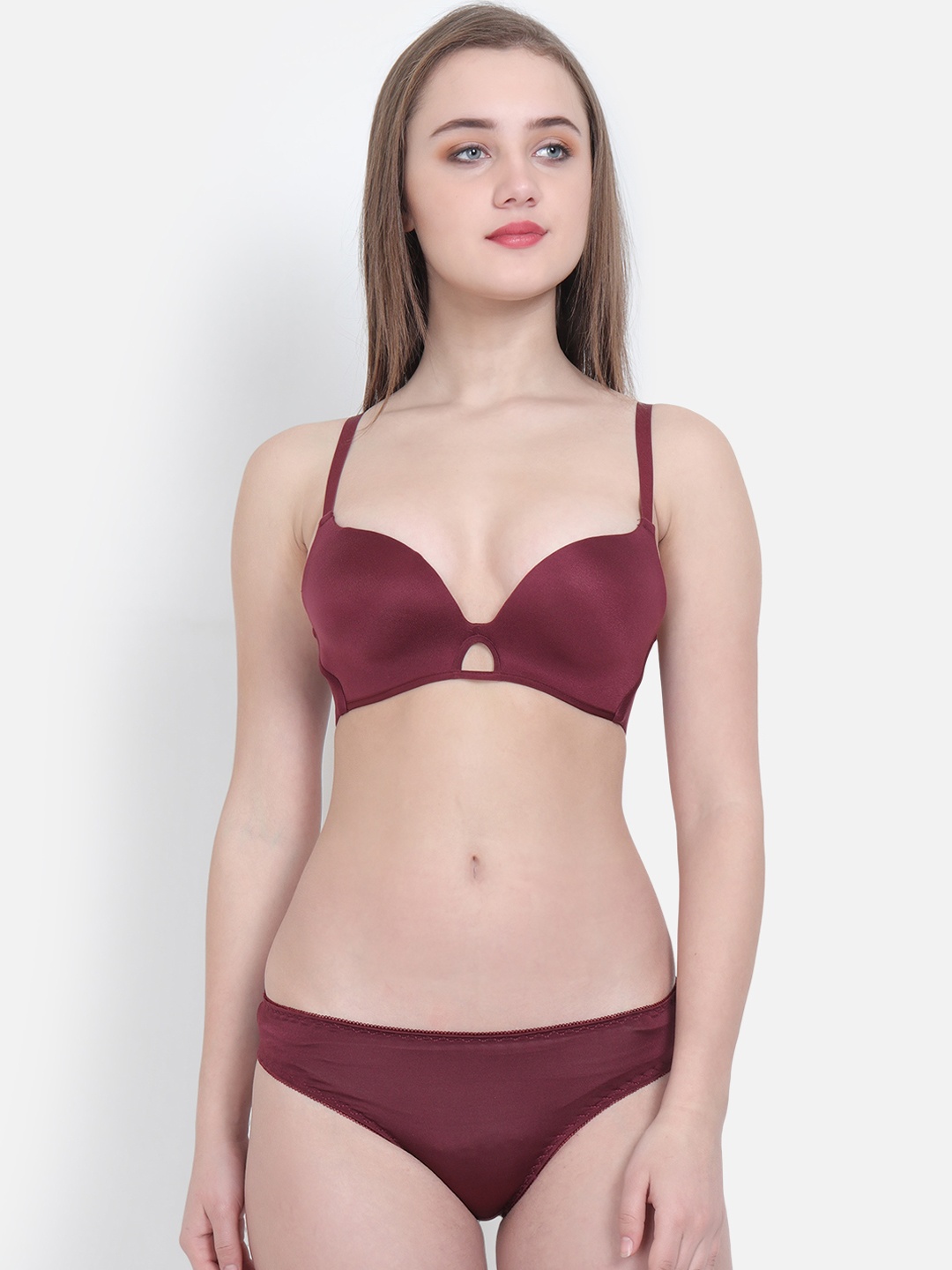 

Lebami Women Maroon Solid Seamless Lingerie Set 051