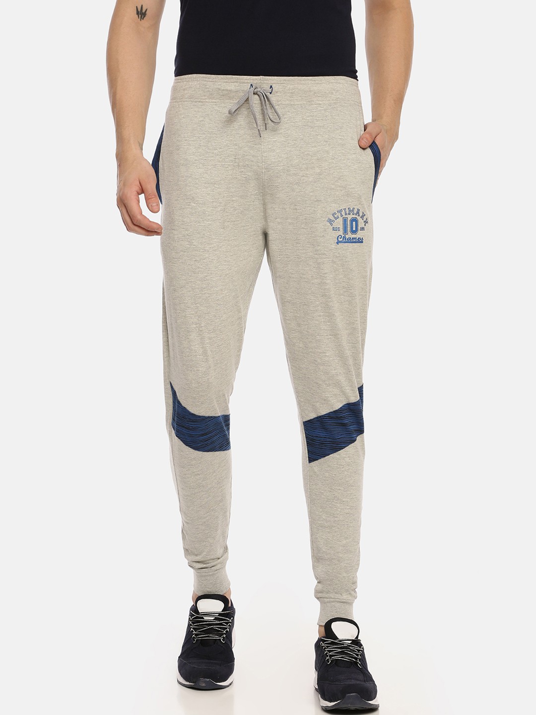 

ACTIMAXX Men Grey Melange Solid Slim-Fit Joggers