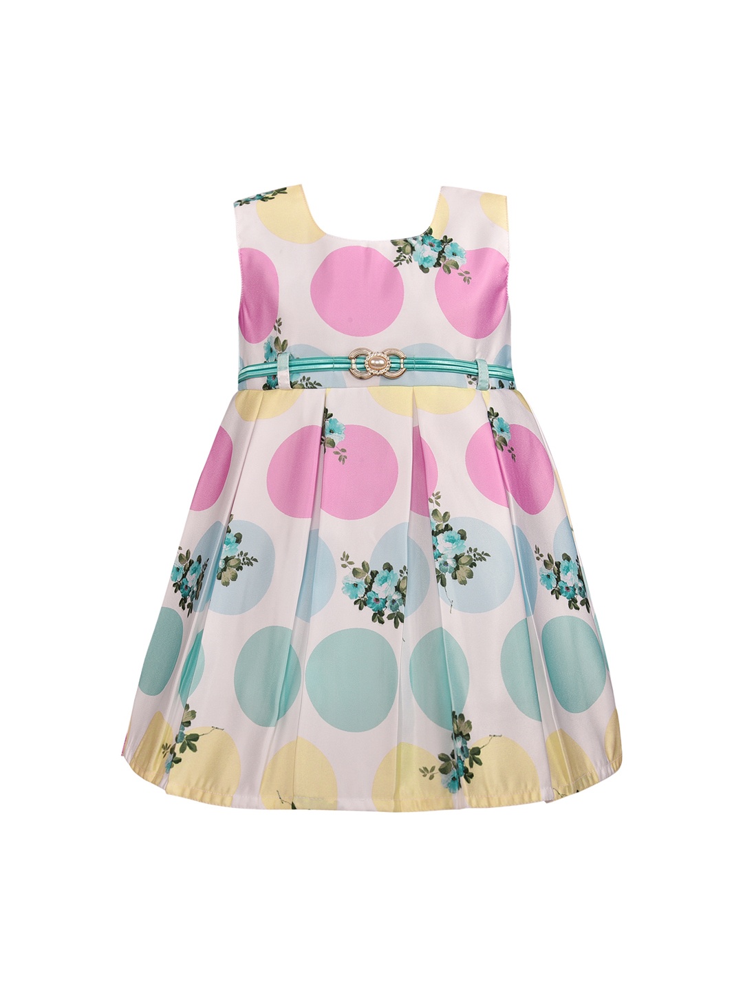 

Wish Karo Girls White Printed Silk Fit and Flare Dress