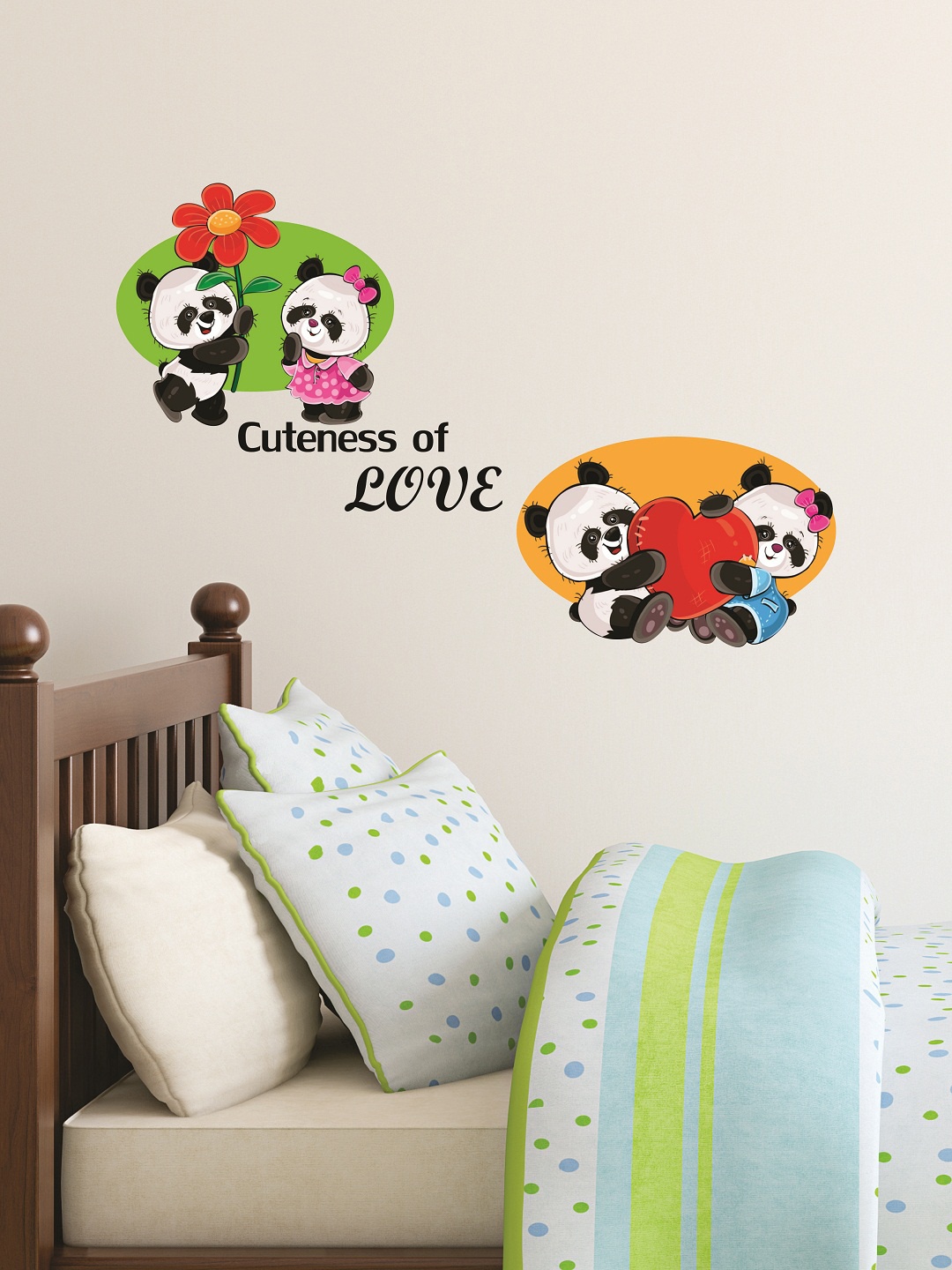 

WALLSTICK White & Black Couple Pandas Large Vinyl Wall Sticker