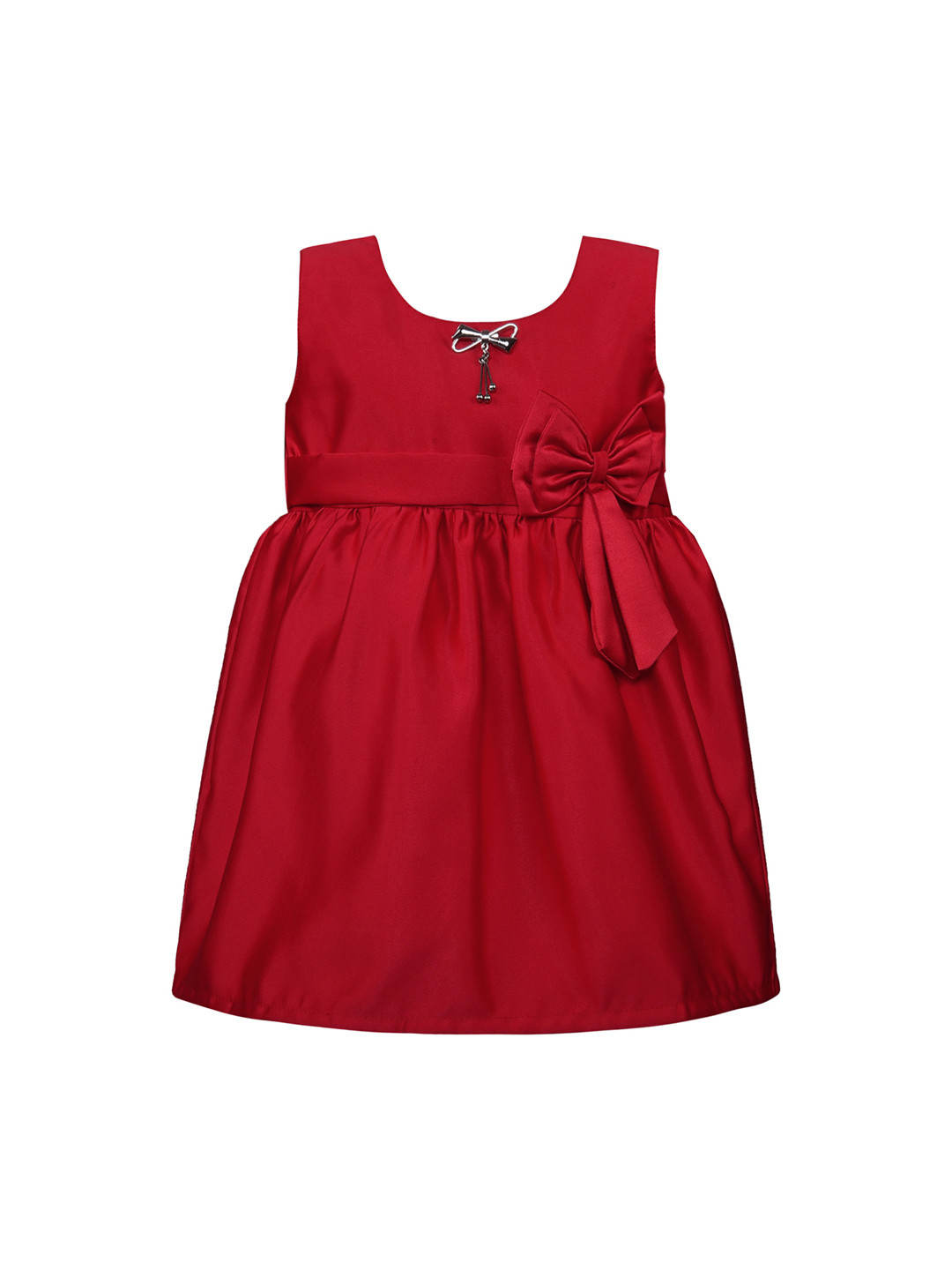 

Wish Karo Girls Red Solid Fit and Flare Dress