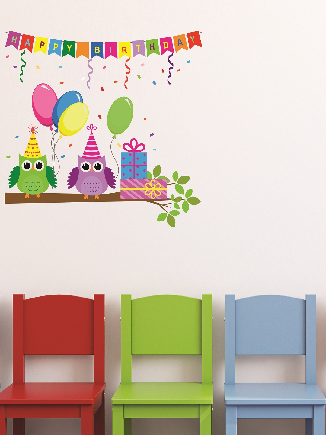 

WALLSTICK Green & Purple Happy Birthday Large Vinyl Wall Sticker