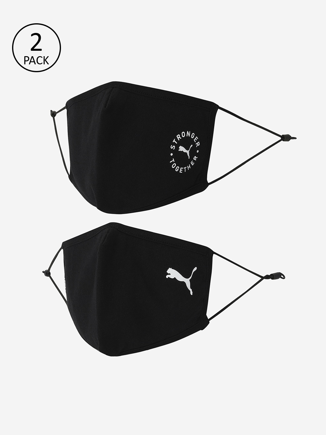 Puma Unisex 2 Pcs Black 5-Ply Anti-Bacterial Reusable Cloth Masks