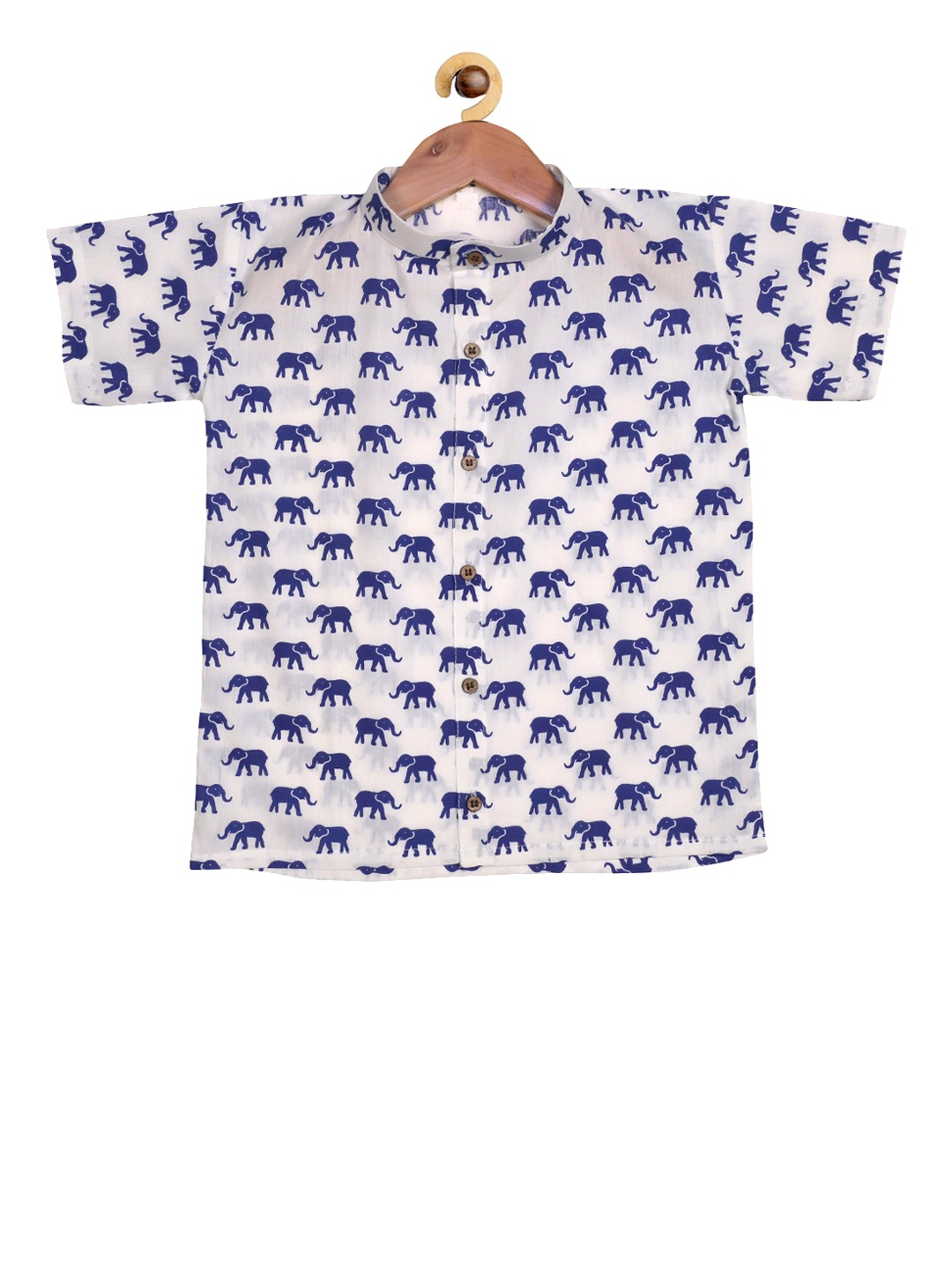 

SOULFULLY INDIAN Boys White & Blue Regular Fit Printed Casual Shirt