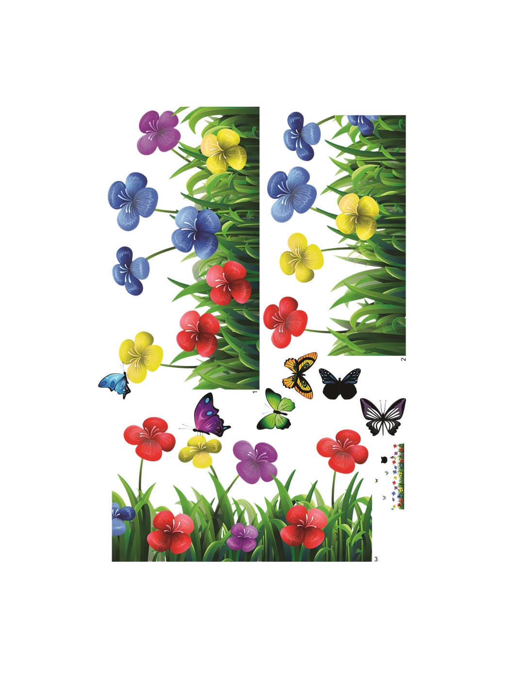 

WALLSTICK White & Green Floral Large Vinyl Wall Sticker