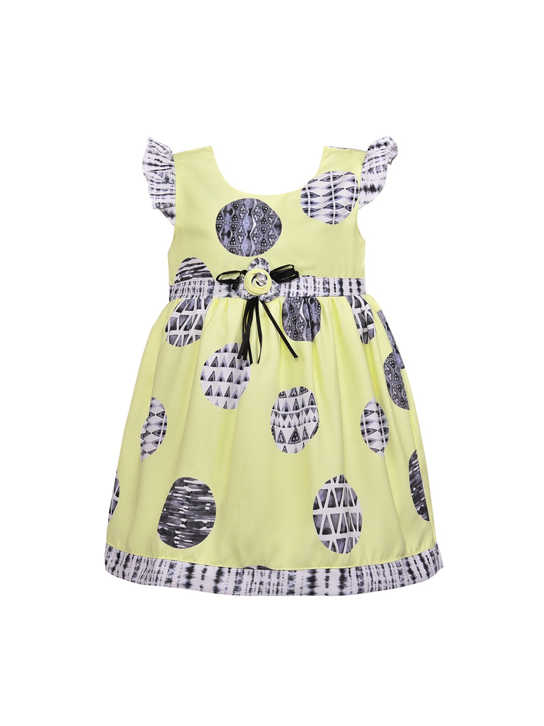 

Wish Karo Girls Yellow Printed A-Line Dress