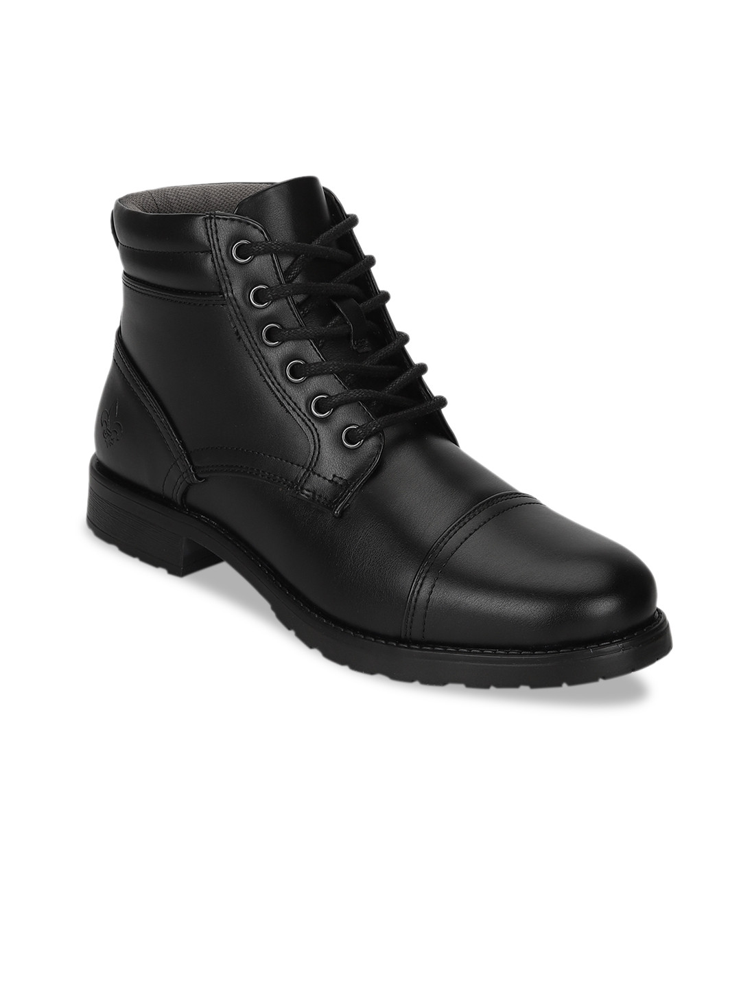 

Bond Street By Red Tape Men Black Solid PU High-Top Flat Boots
