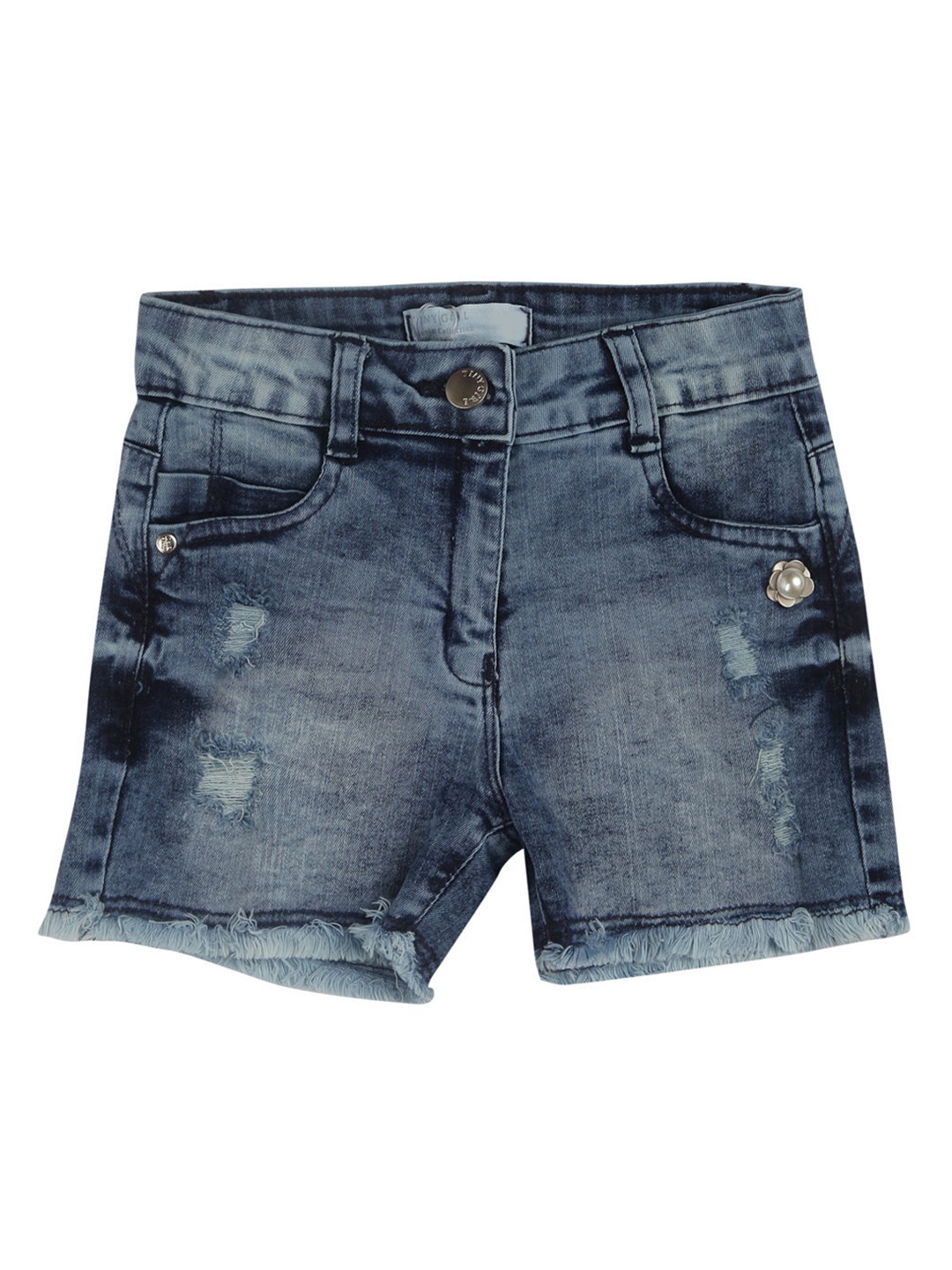 

Tiny Girl Girls Blue Washed Low Distressed Regular Fit Denim Shorts