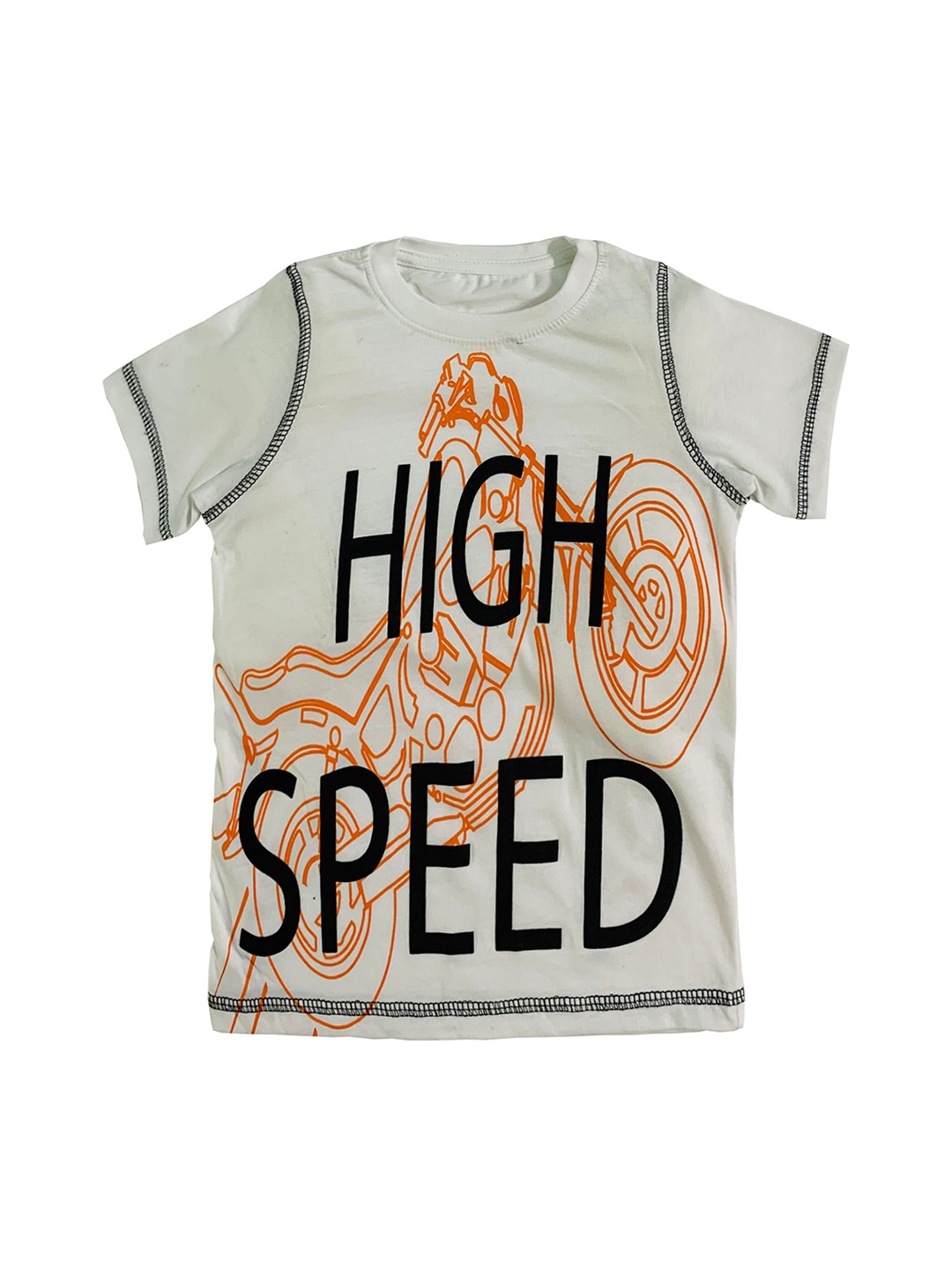 

KiddoPanti Boys Off-White Printed Round Neck T-shirt