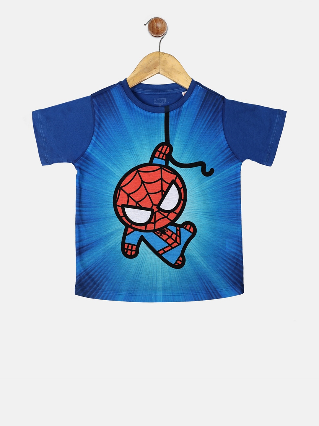 

YK Marvel Boys Blue & Red Avengers Spiderman Print Round Neck T-shirt