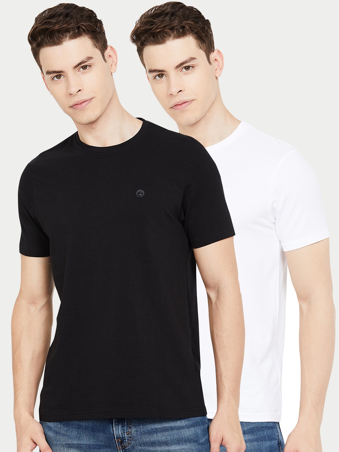 

Bossini Men Set Of 2 Solid Round Neck T-shirt, Black