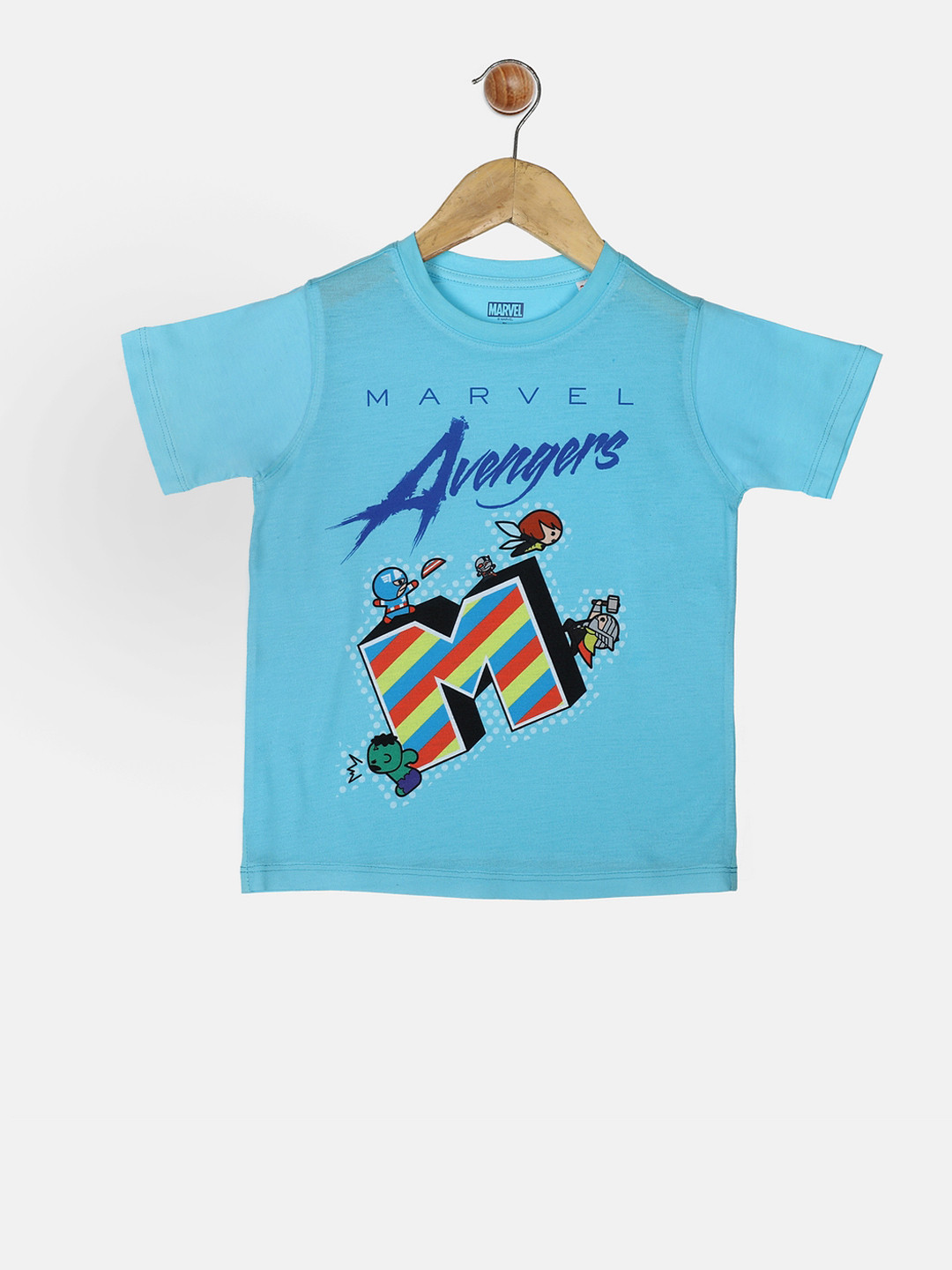 

YK Marvel Boys Blue Printed Round Neck T-shirt