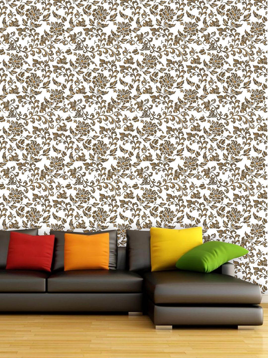 

PAPER PLANE DESIGN White & Brown Floral Waterproof Vinyl Wallpaper