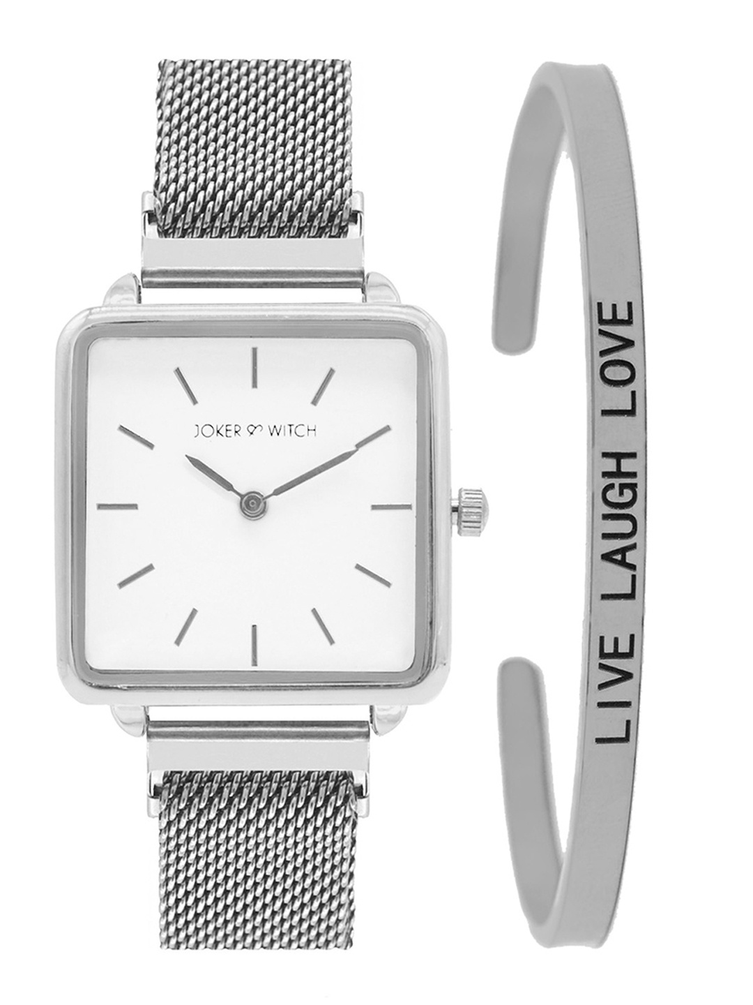 

JOKER & WITCH Women White & Silver Magnetic Watch & Bracelet Stack JWBS147